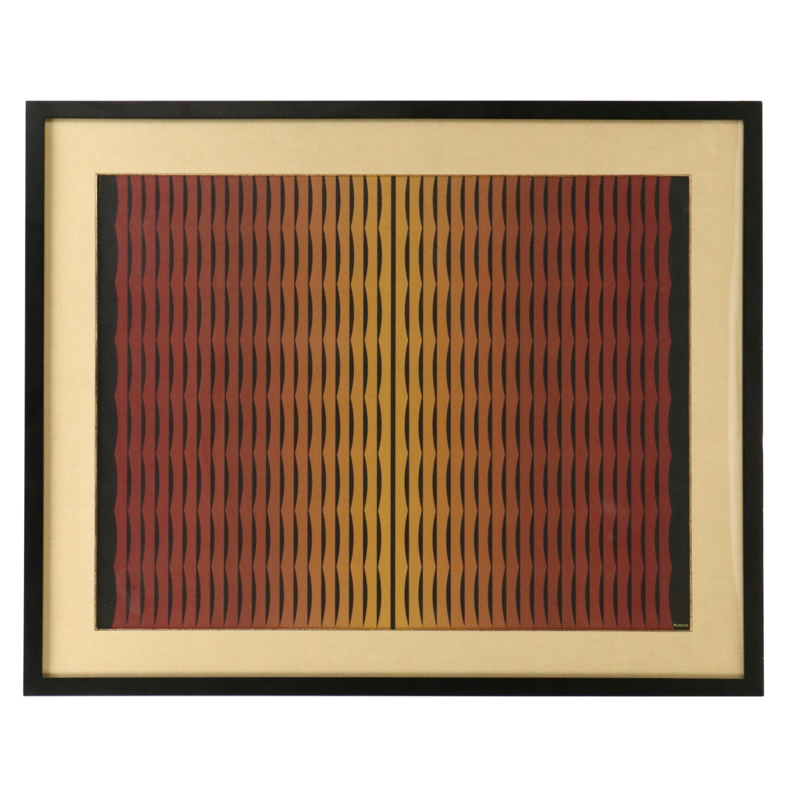 Dordevic Miodrag Op Art Oil Painting, 20th Century