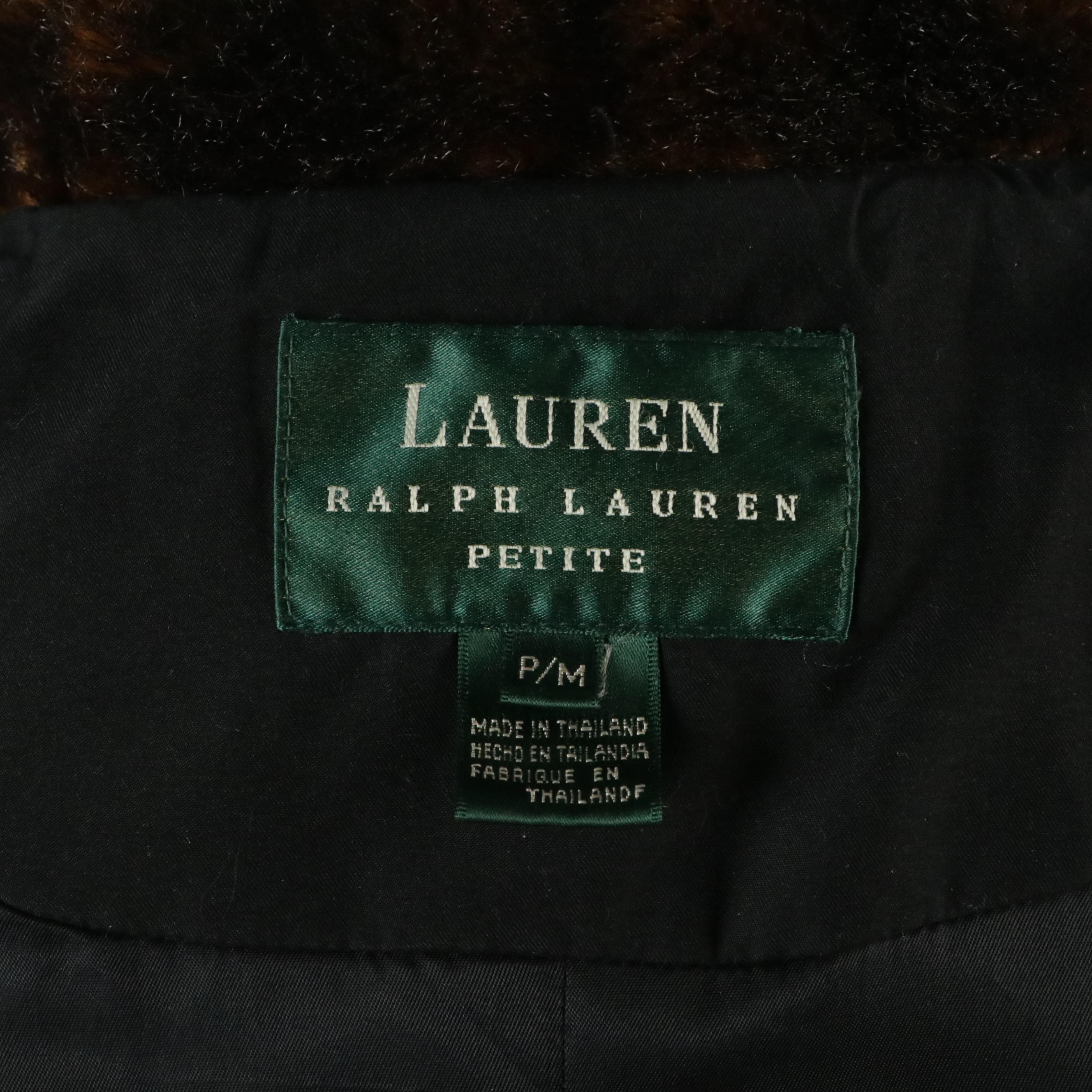 Lauren Ralph Lauren Vertical Quilted Polyester Jacket with Faux Fur Collar
