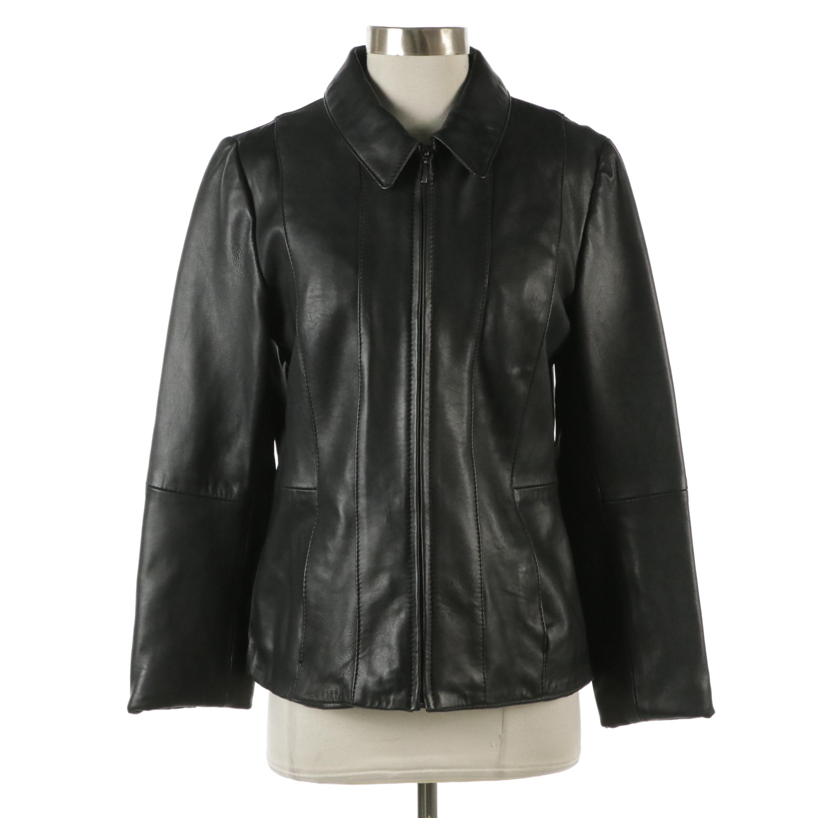 Donnybrook Black Lambskin Leather Zip Jacket