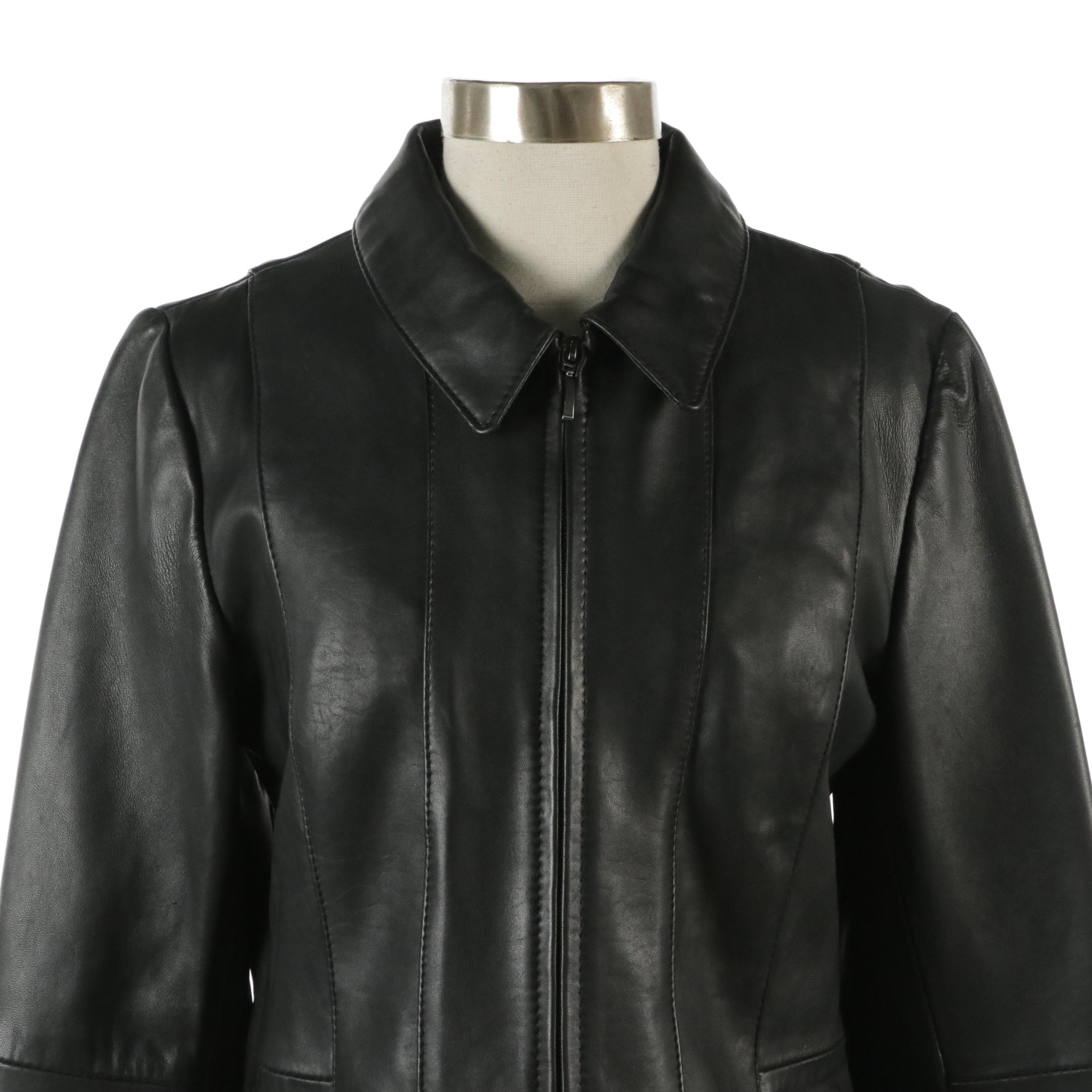 Donnybrook Black Lambskin Leather Zip Jacket