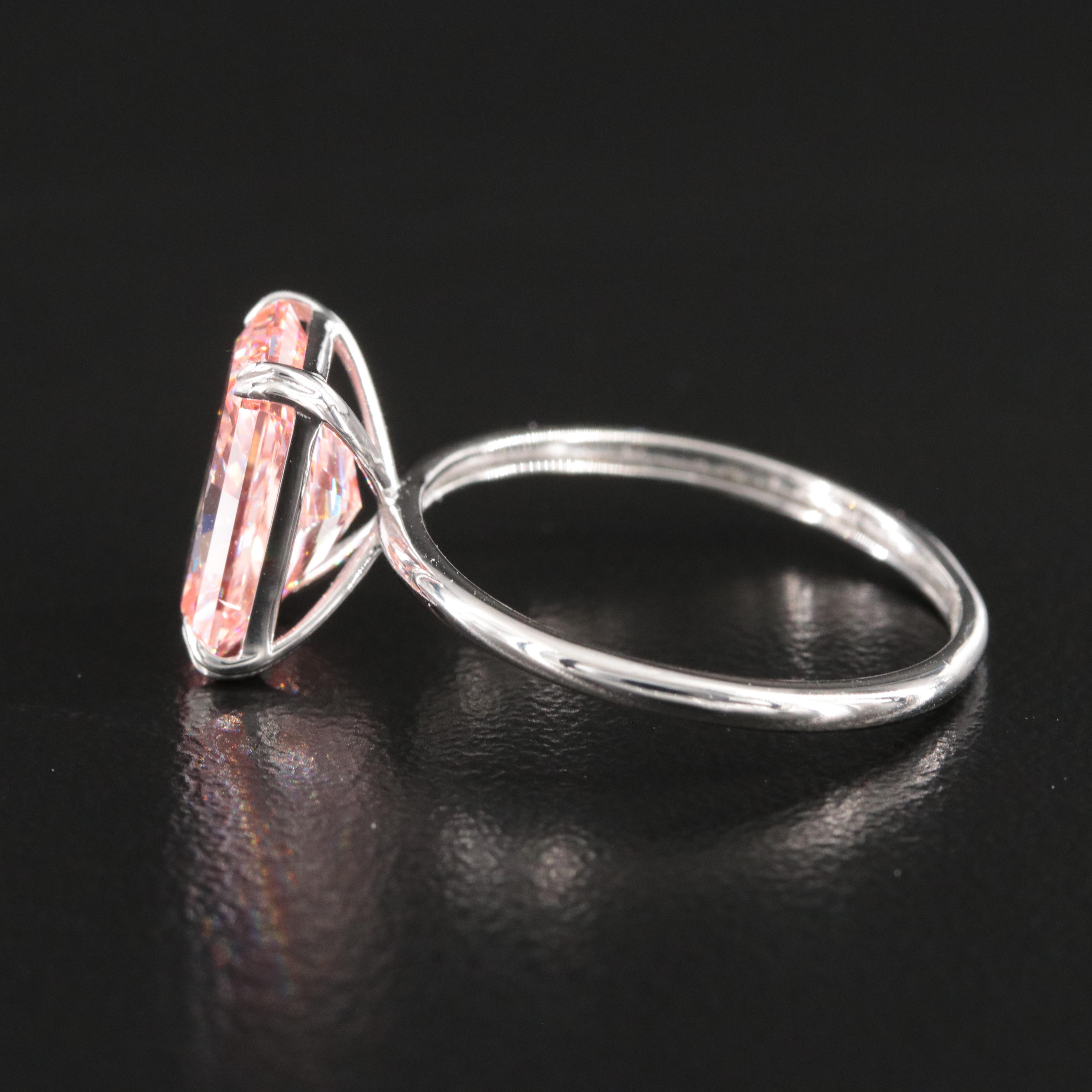 Platinum 3.03 CT Lab Grown Fancy Pink Diamond Solitaire Ring with IGI Report