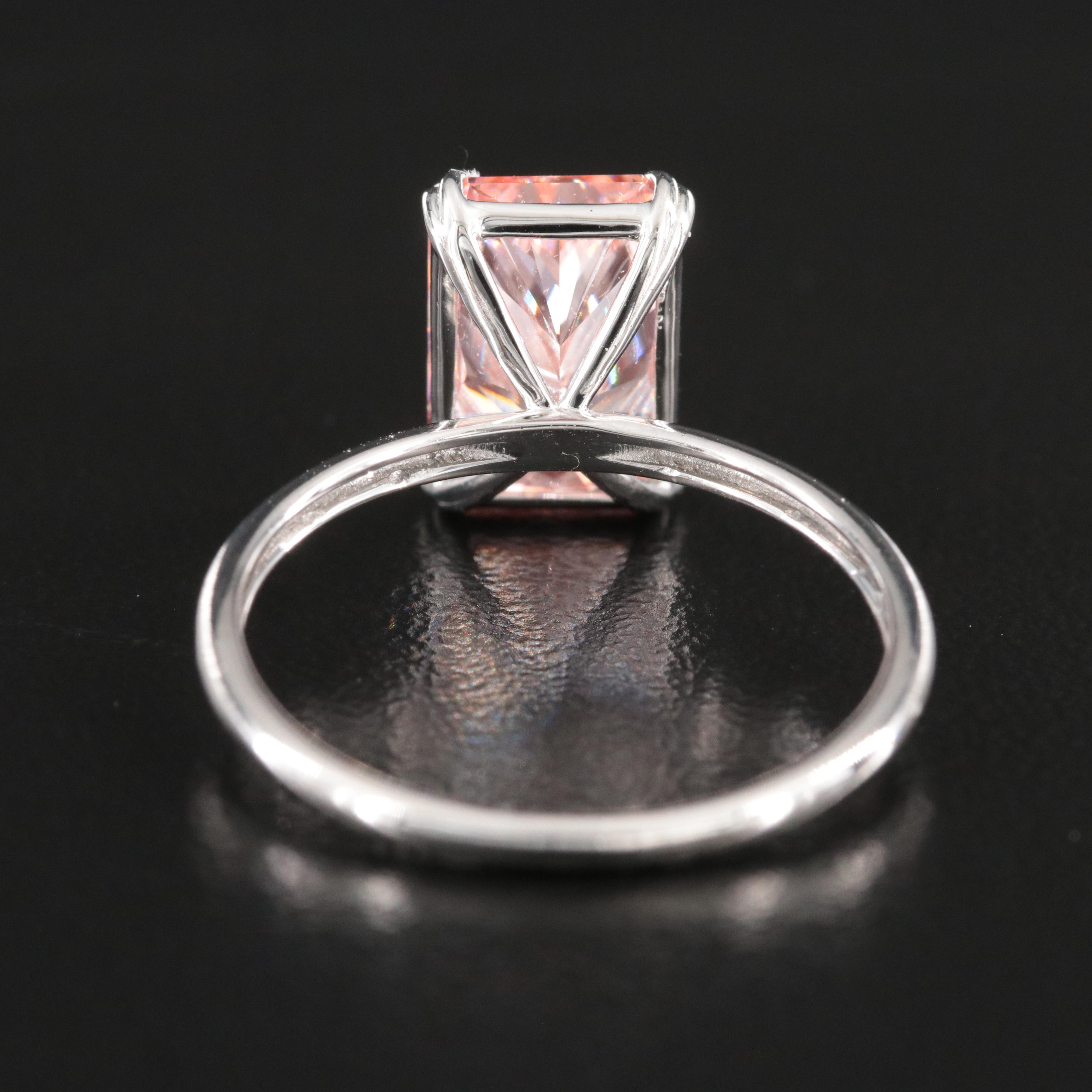 Platinum 3.03 CT Lab Grown Fancy Pink Diamond Solitaire Ring with IGI Report