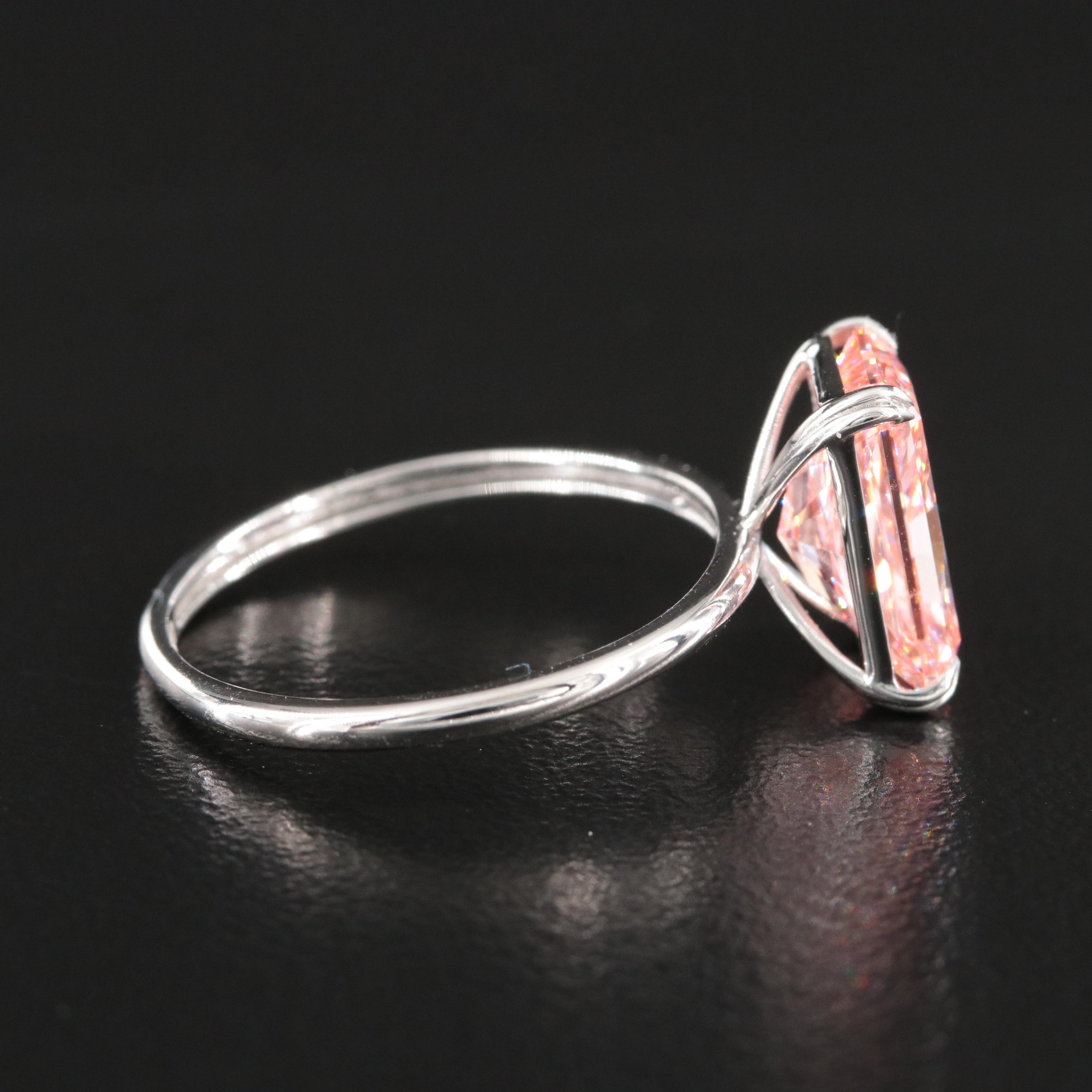 Platinum 3.03 CT Lab Grown Fancy Pink Diamond Solitaire Ring with IGI Report