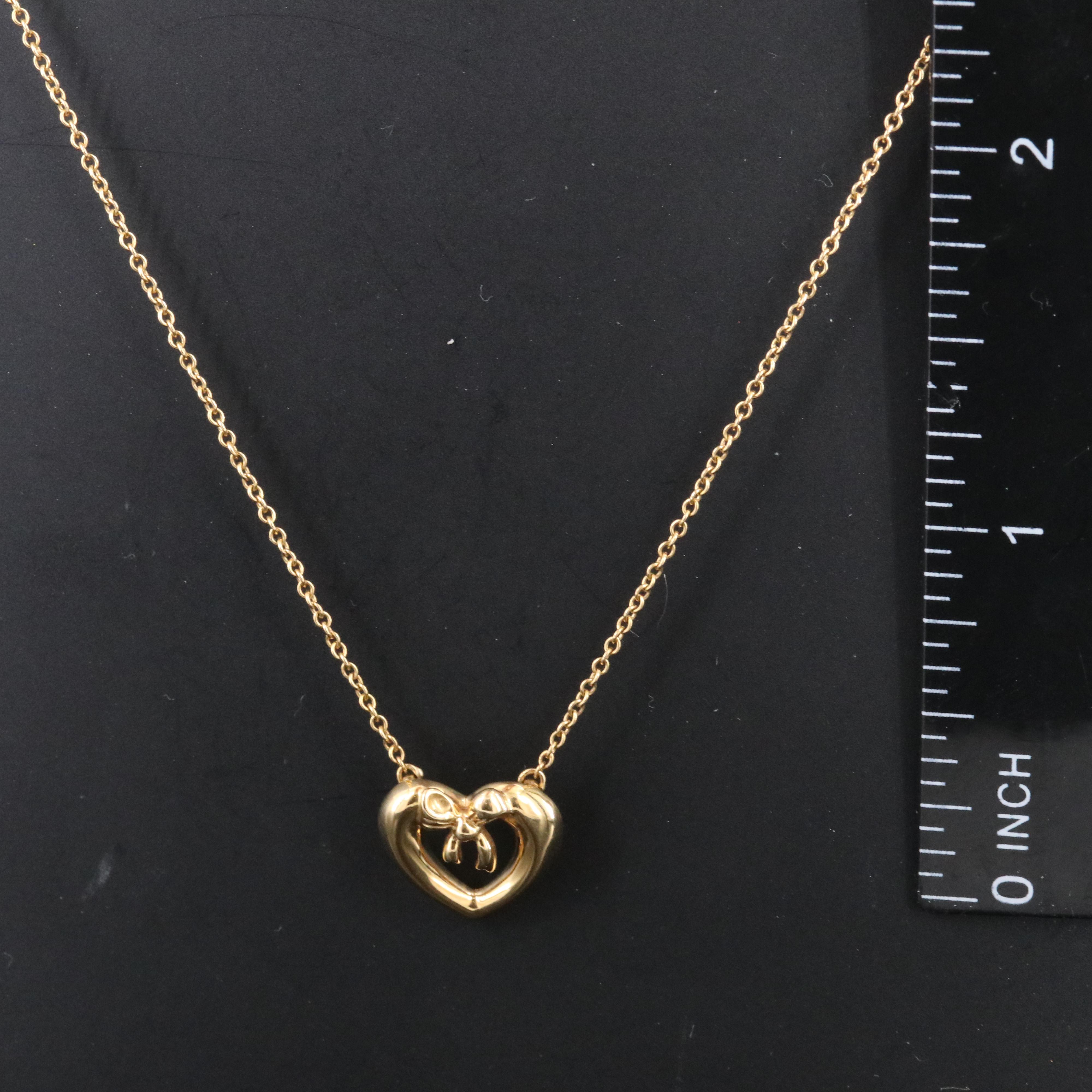 Tiffany & Co. 18K Ribbon Bow Heart Necklace