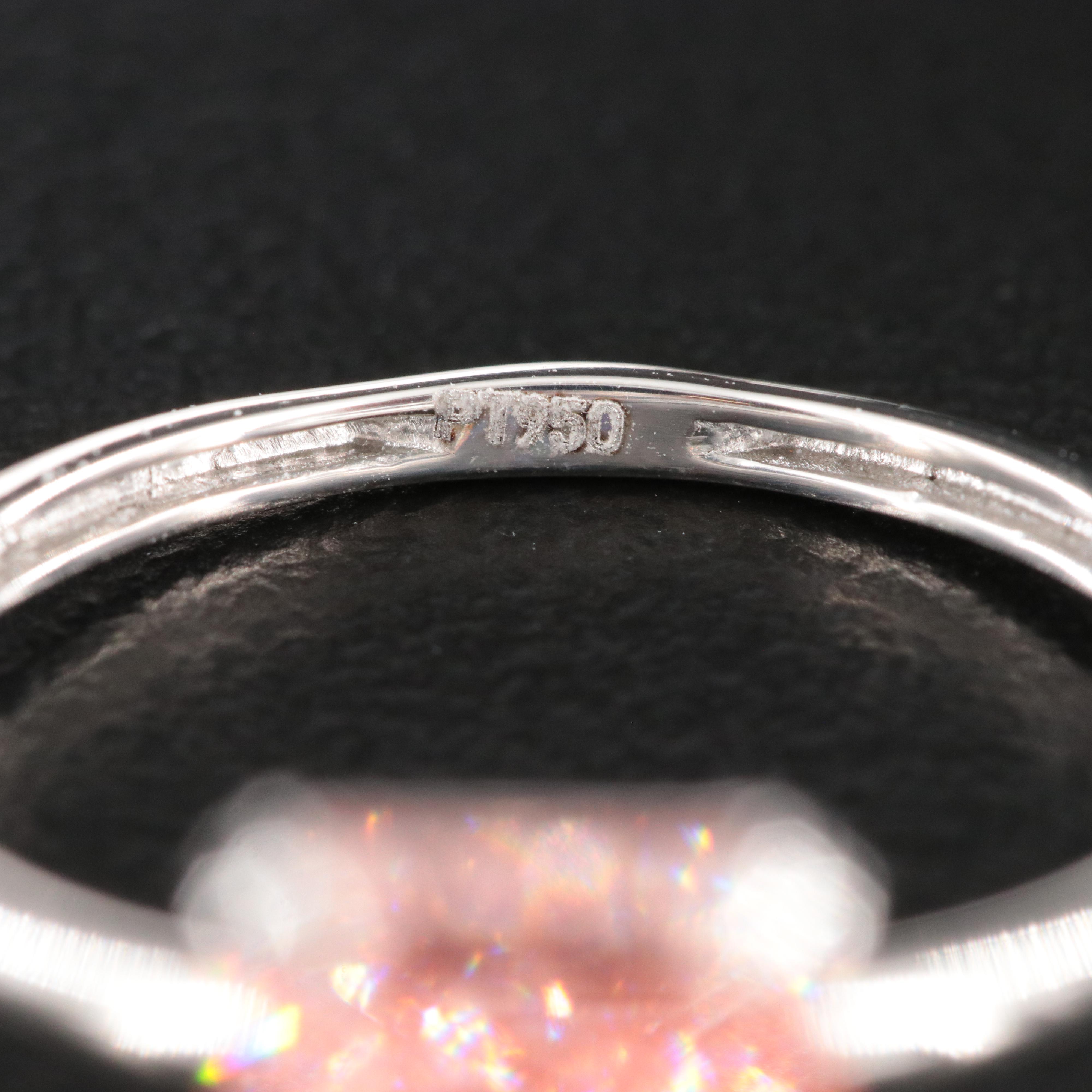 Platinum 3.03 CT Lab Grown Fancy Pink Diamond Solitaire Ring with IGI Report