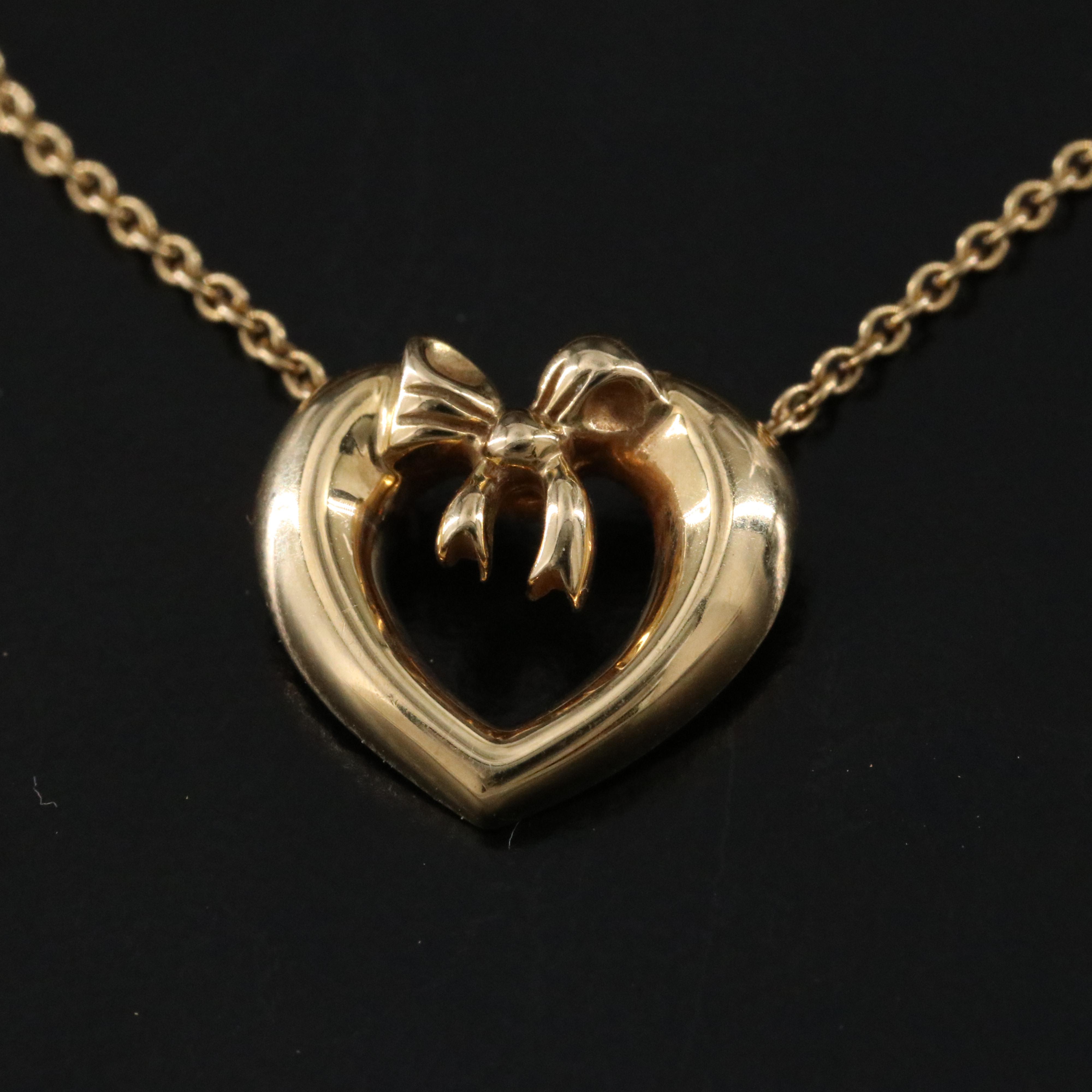 Tiffany & Co. 18K Ribbon Bow Heart Necklace
