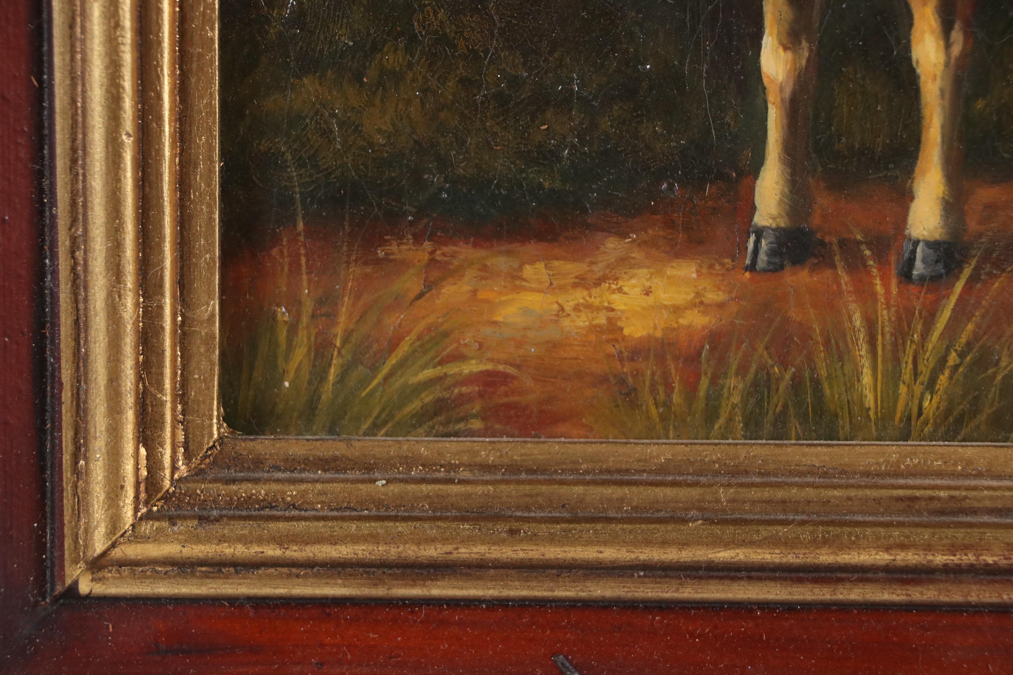 Folk Art Oil Painting of Standing Sheep, 20th Century