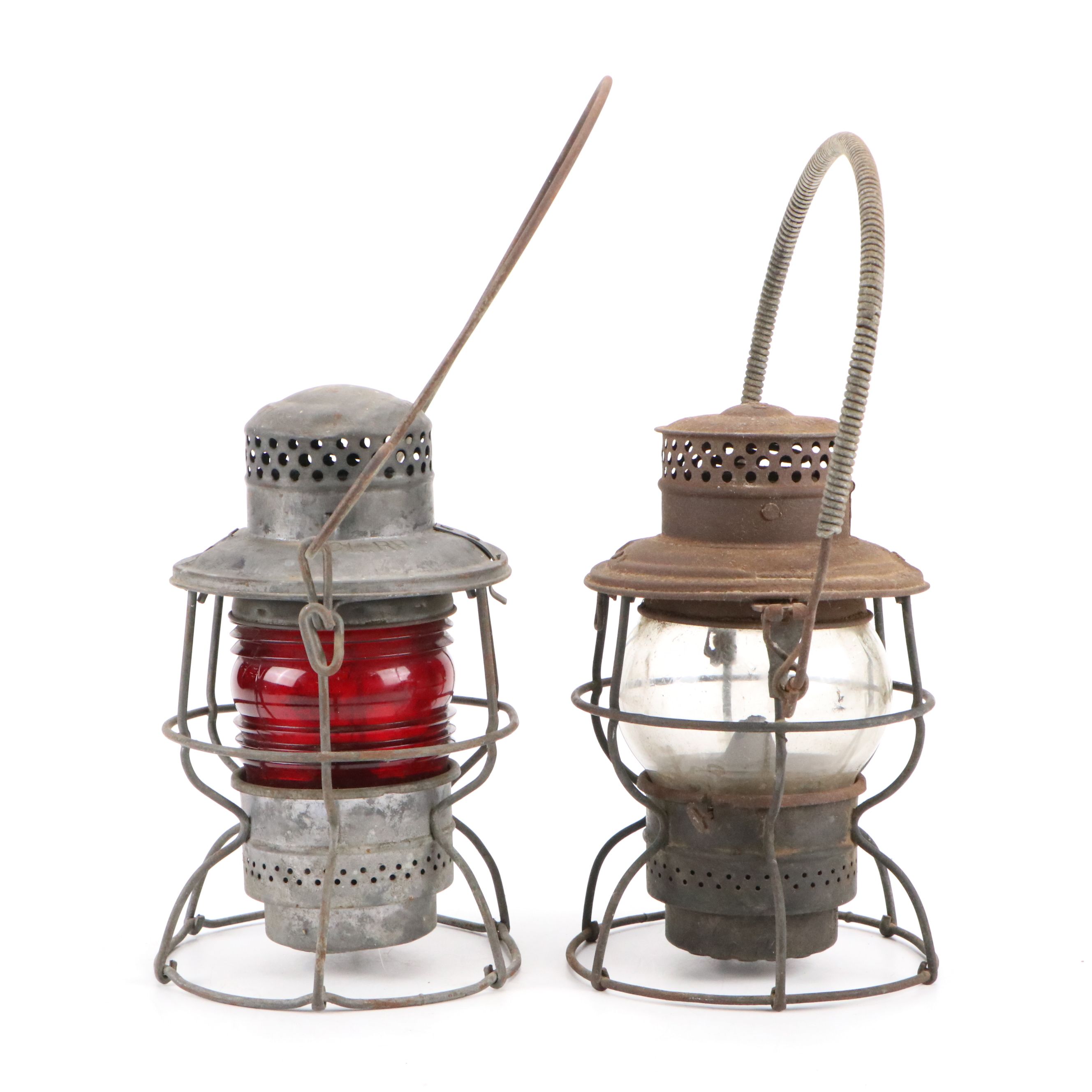 Chesapeake & Ohio Railroad Kerosene Lamp with Adlake and Other Red Glass Lamp