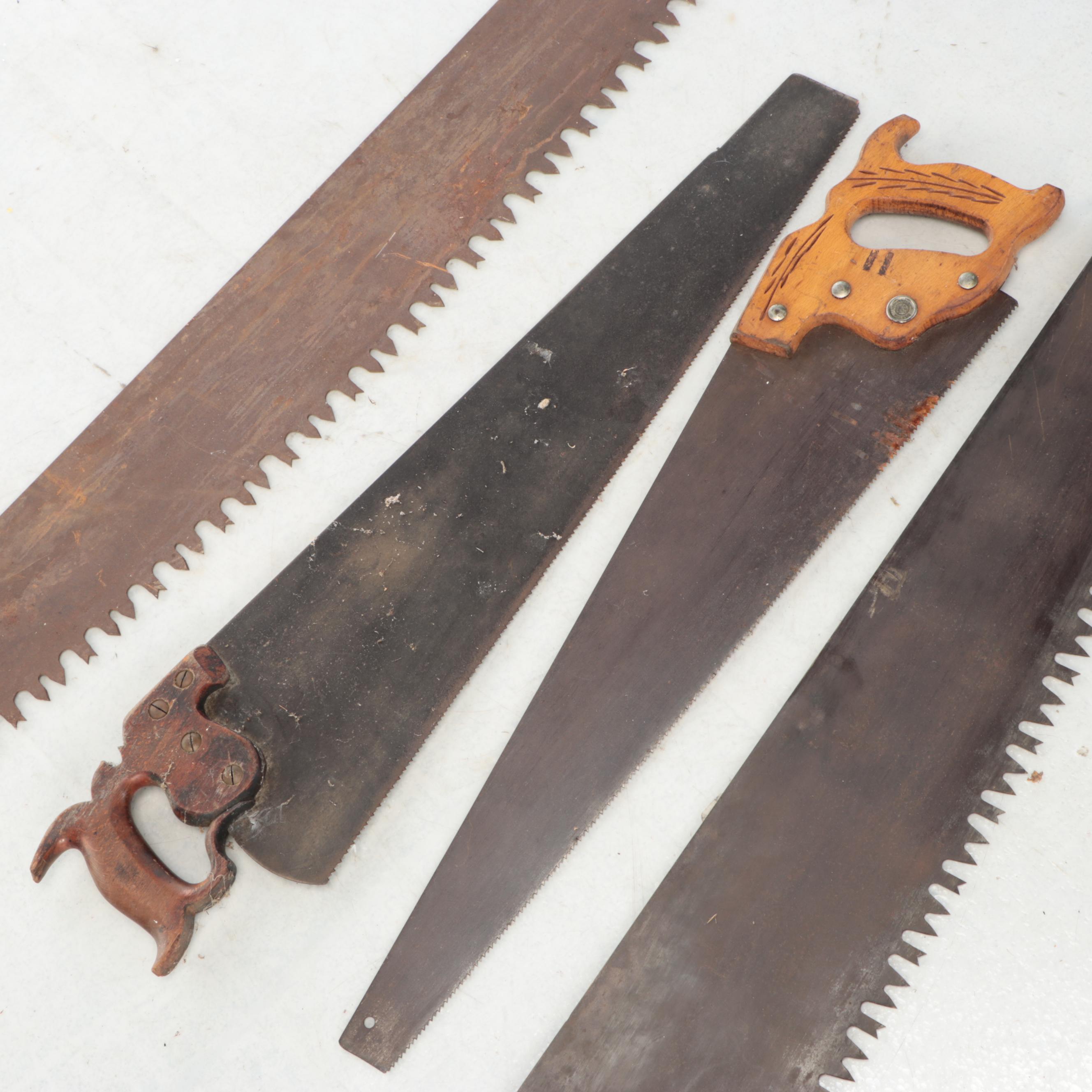 Two-Man Crosscut Saw, Hand Saws, and Spirit Level