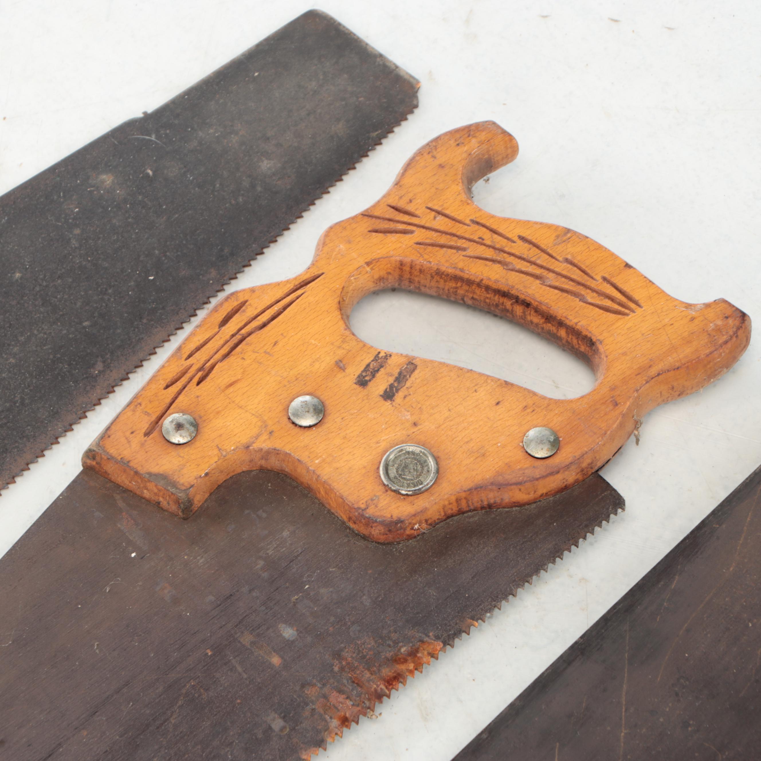 Two-Man Crosscut Saw, Hand Saws, and Spirit Level