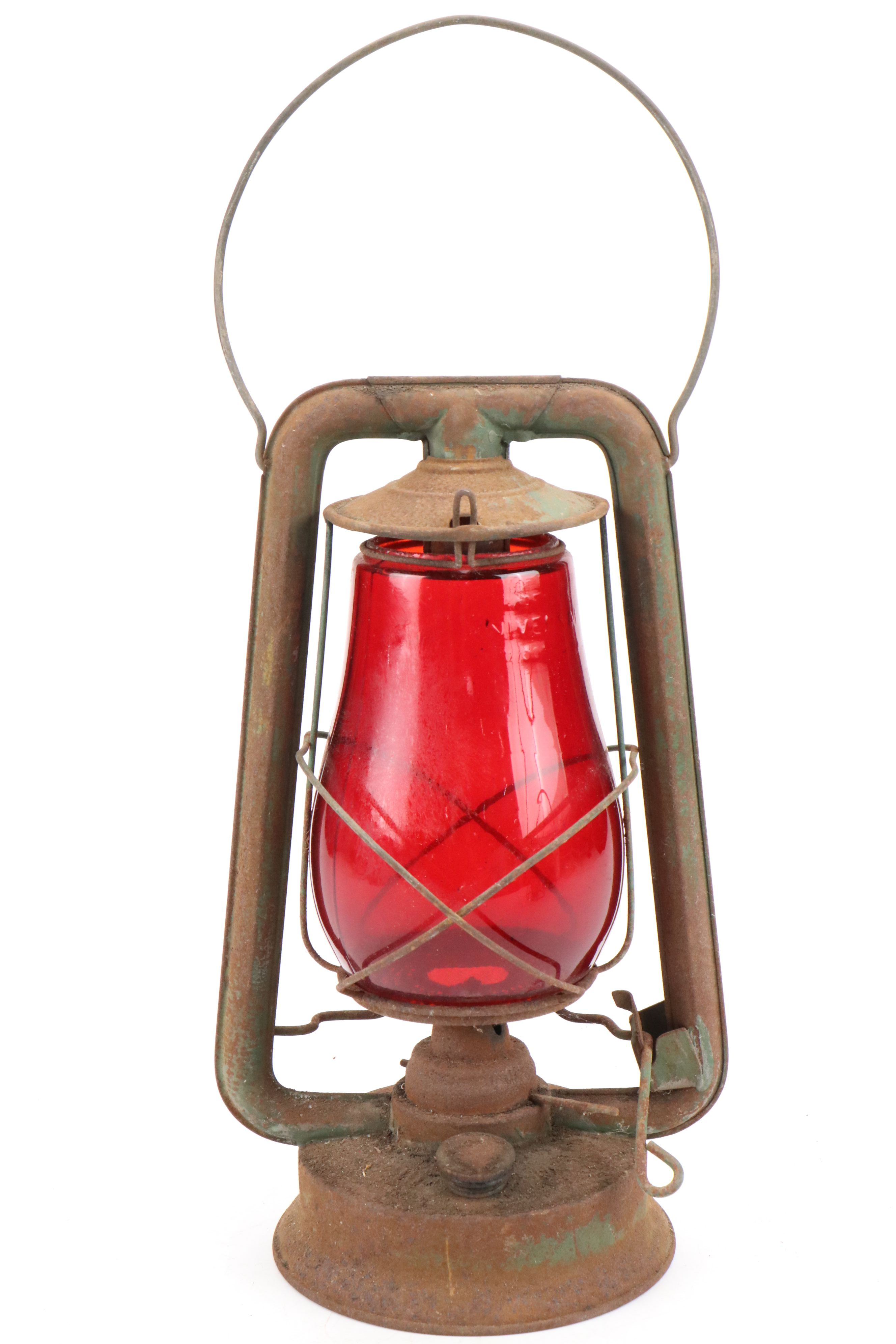 Chesapeake & Ohio Railroad Kerosene Lamp with Adlake and Other Red Glass Lamp