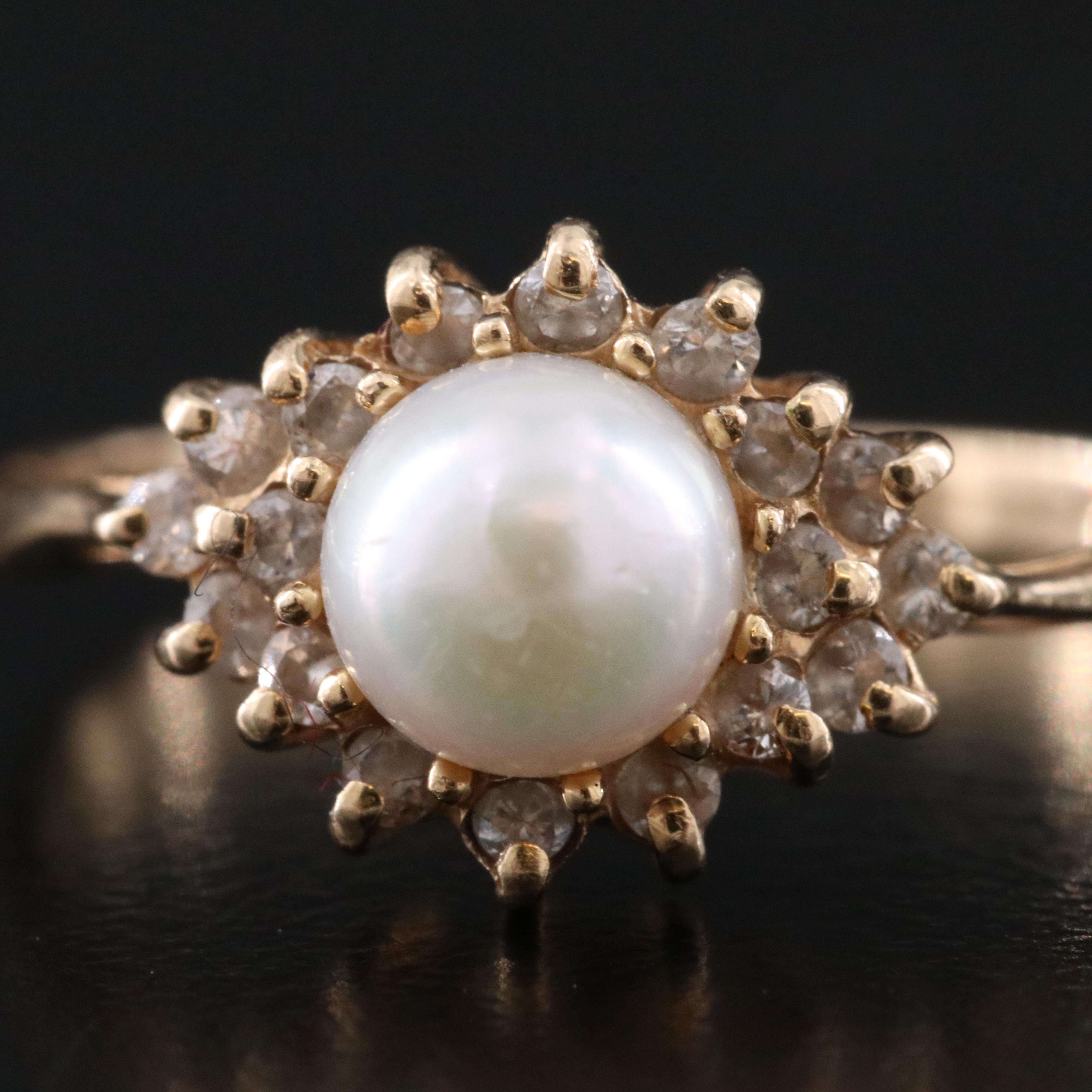 14K Pearl and 0.30 CTW Diamond Ring