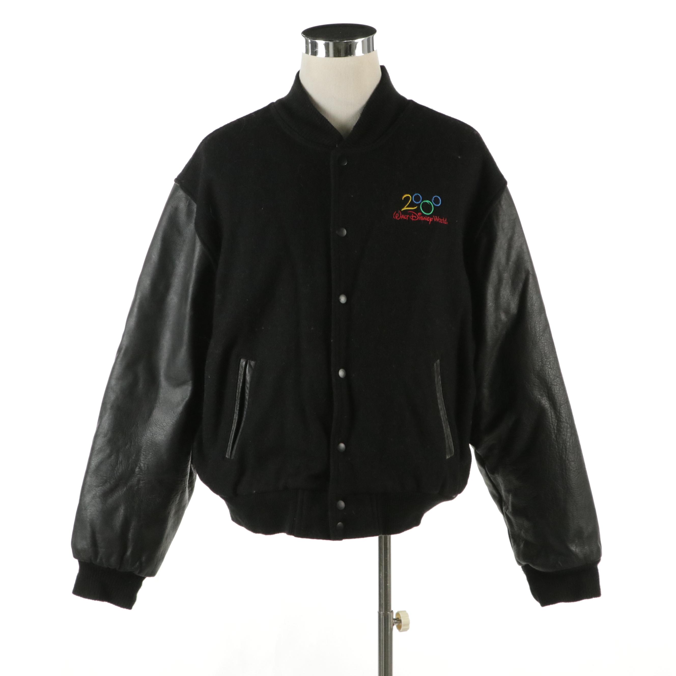 Men's The Disney Catalog Walt Disney World 2000 Black Wool Bomber Jacket