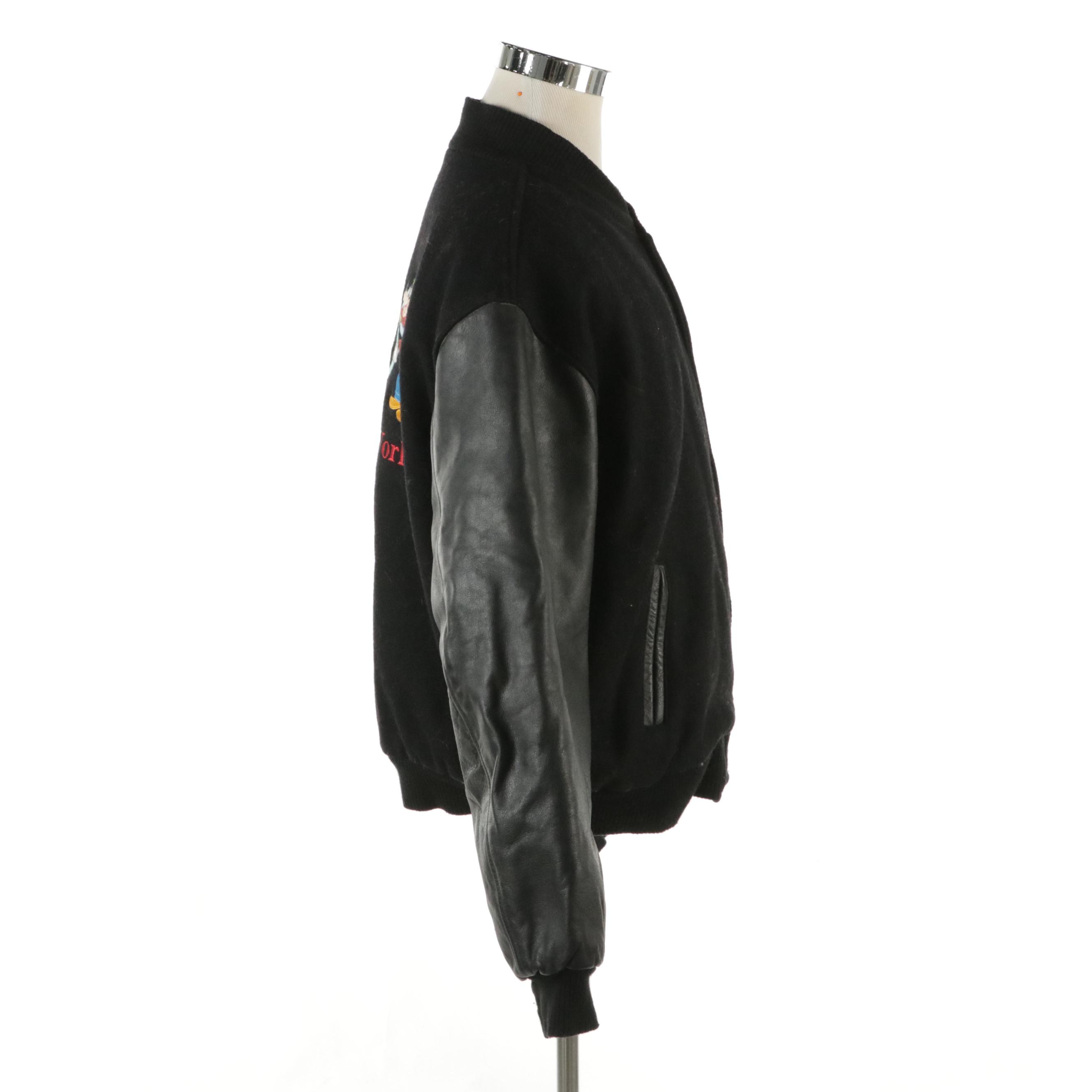 Men's The Disney Catalog Walt Disney World 2000 Black Wool Bomber Jacket