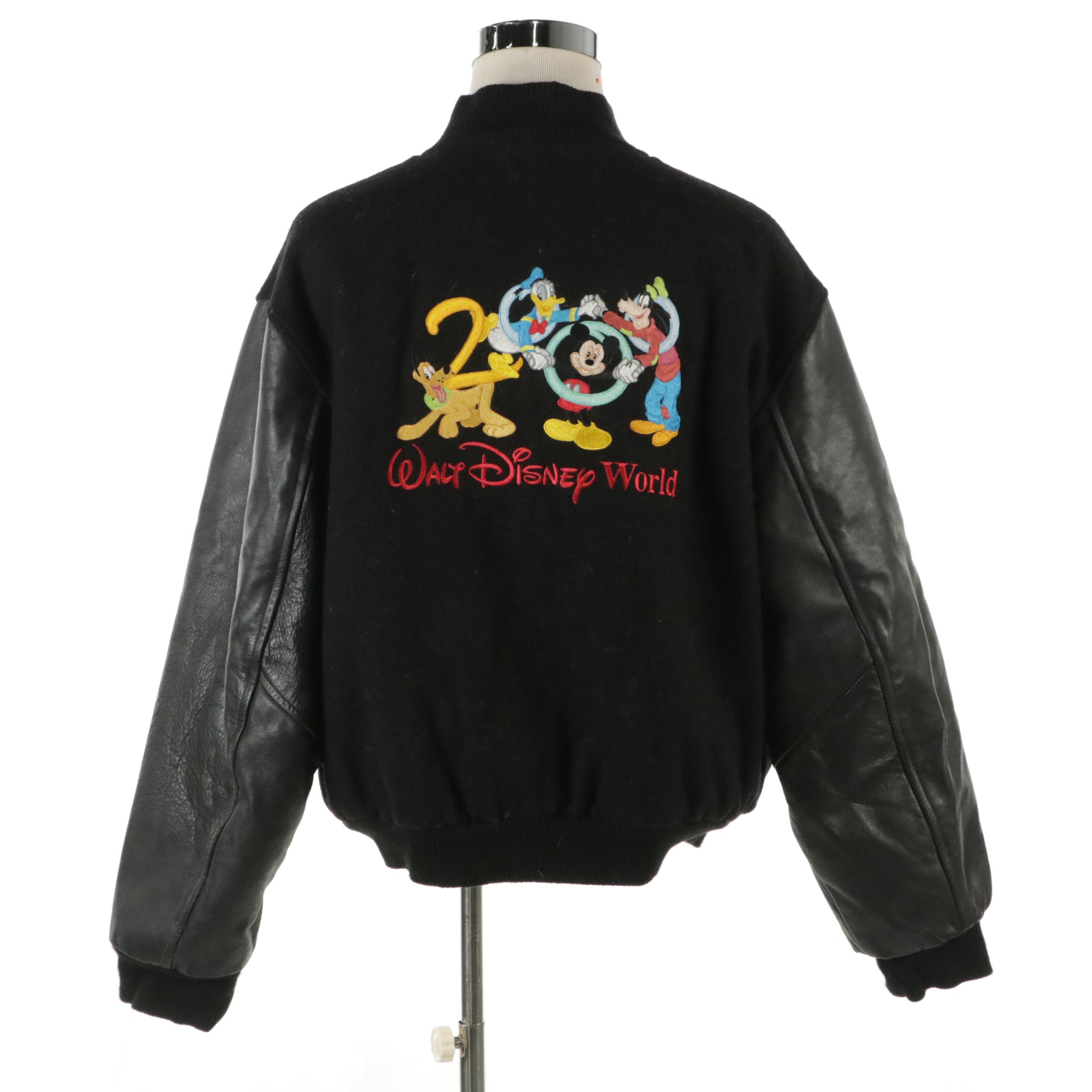 Men's The Disney Catalog Walt Disney World 2000 Black Wool Bomber Jacket