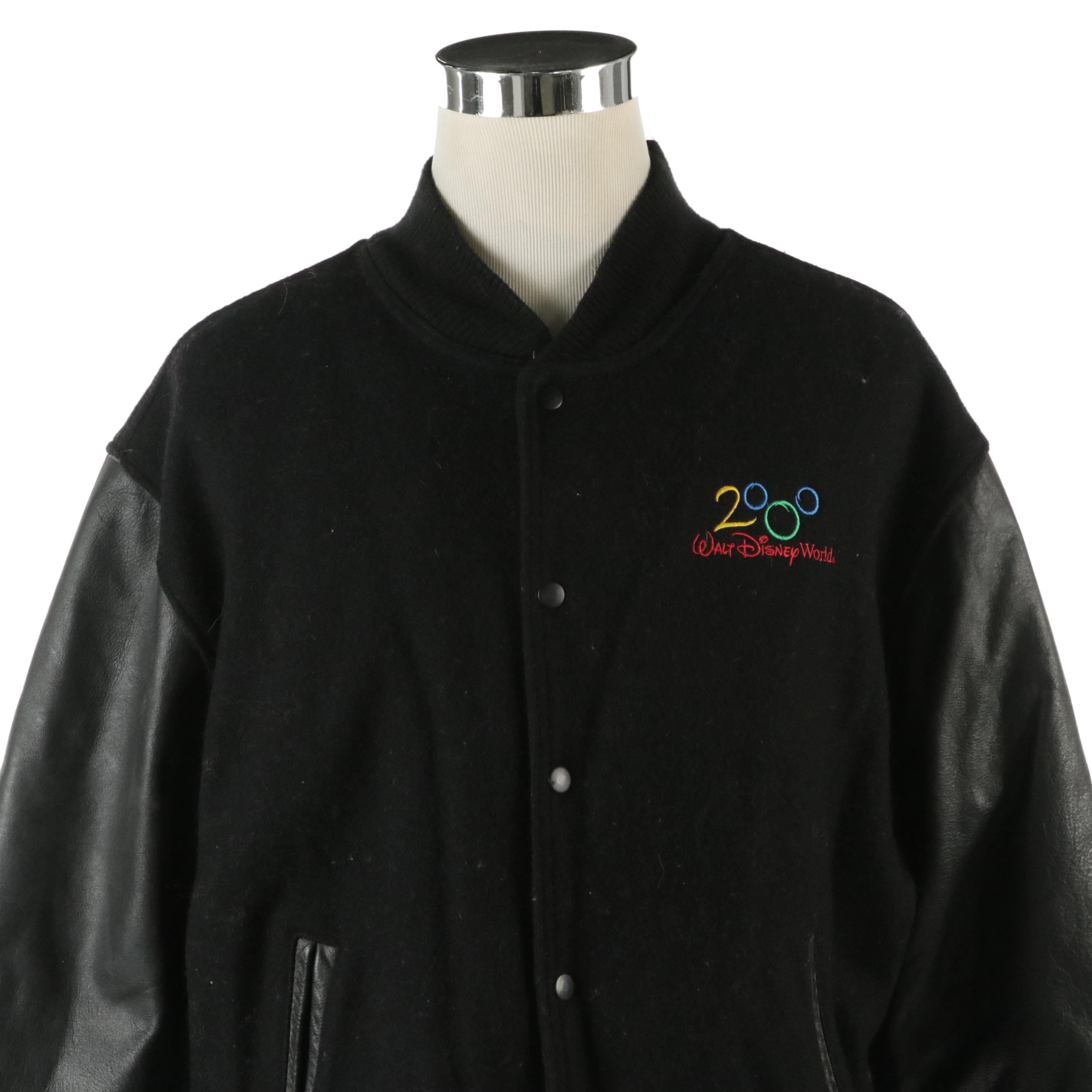 Men's The Disney Catalog Walt Disney World 2000 Black Wool Bomber Jacket