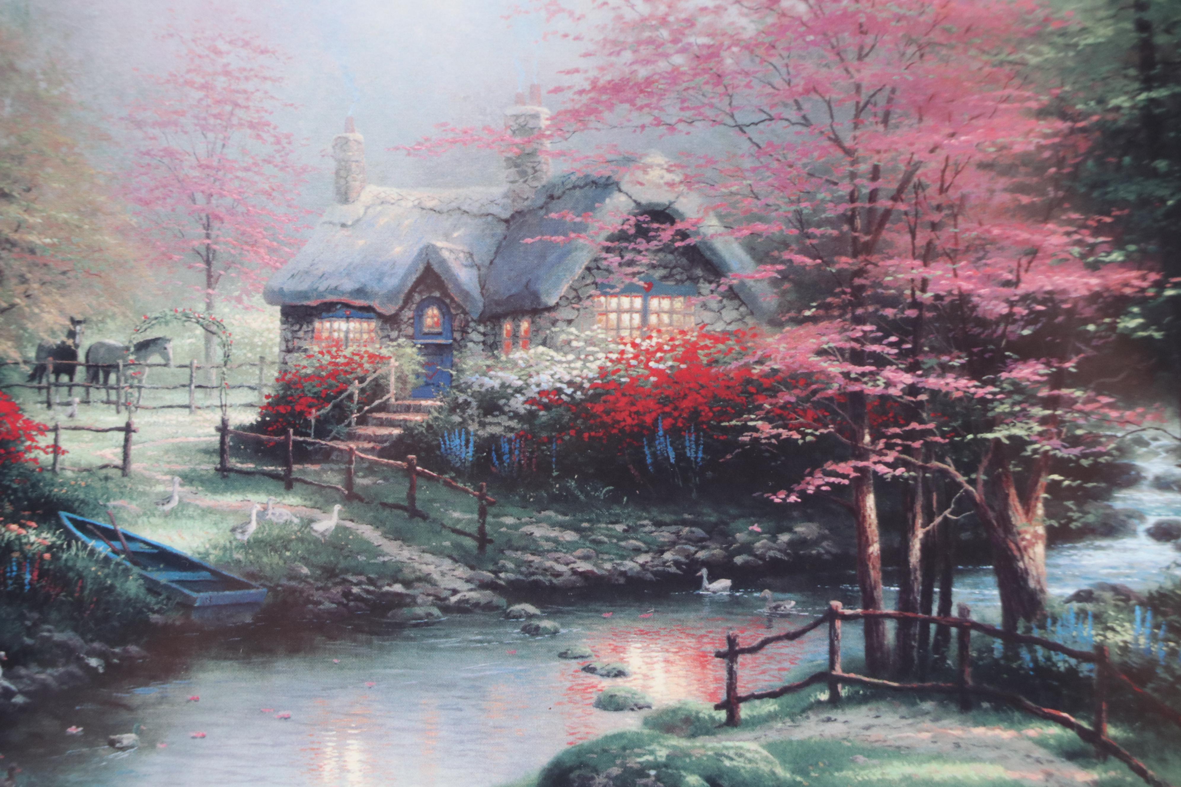 Thomas Kinkade Offset Lithograph "Stepping Stone Cottages," 1996