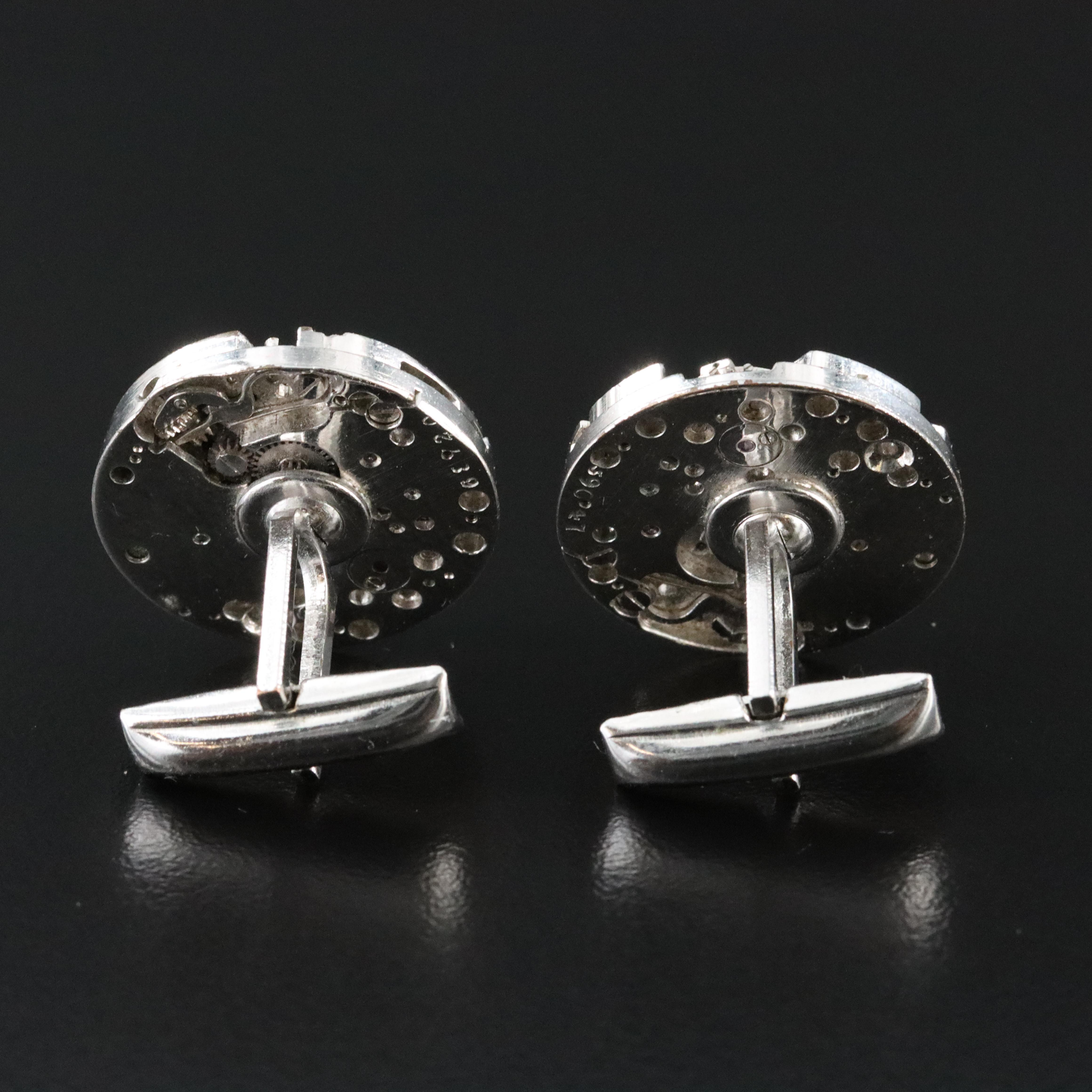 Watch Gear Cufflinks with Ruby Accents