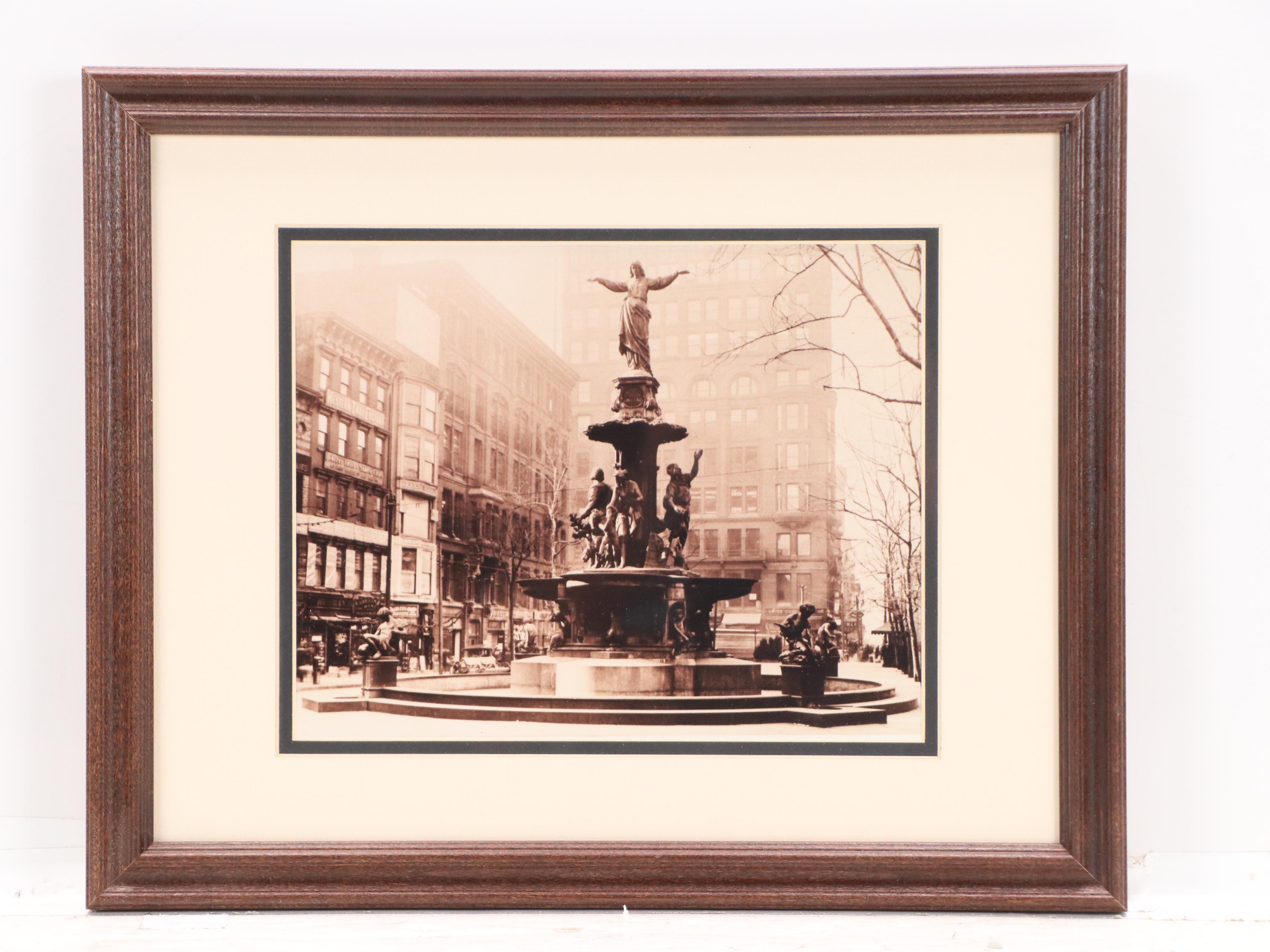 Two Sepia Photographs of Early Downtown Cincinnati, Circa 2010