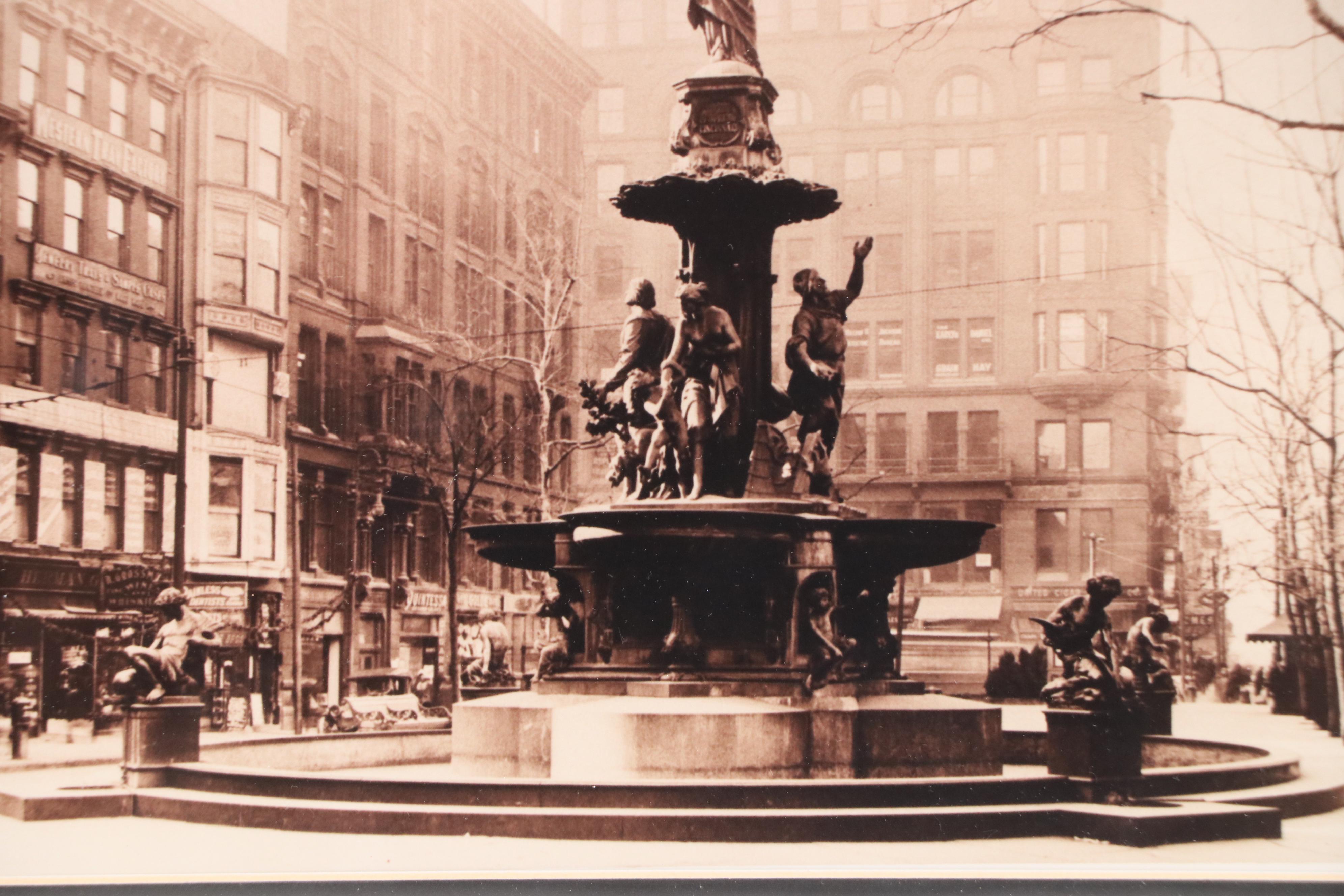 Two Sepia Photographs of Early Downtown Cincinnati, Circa 2010
