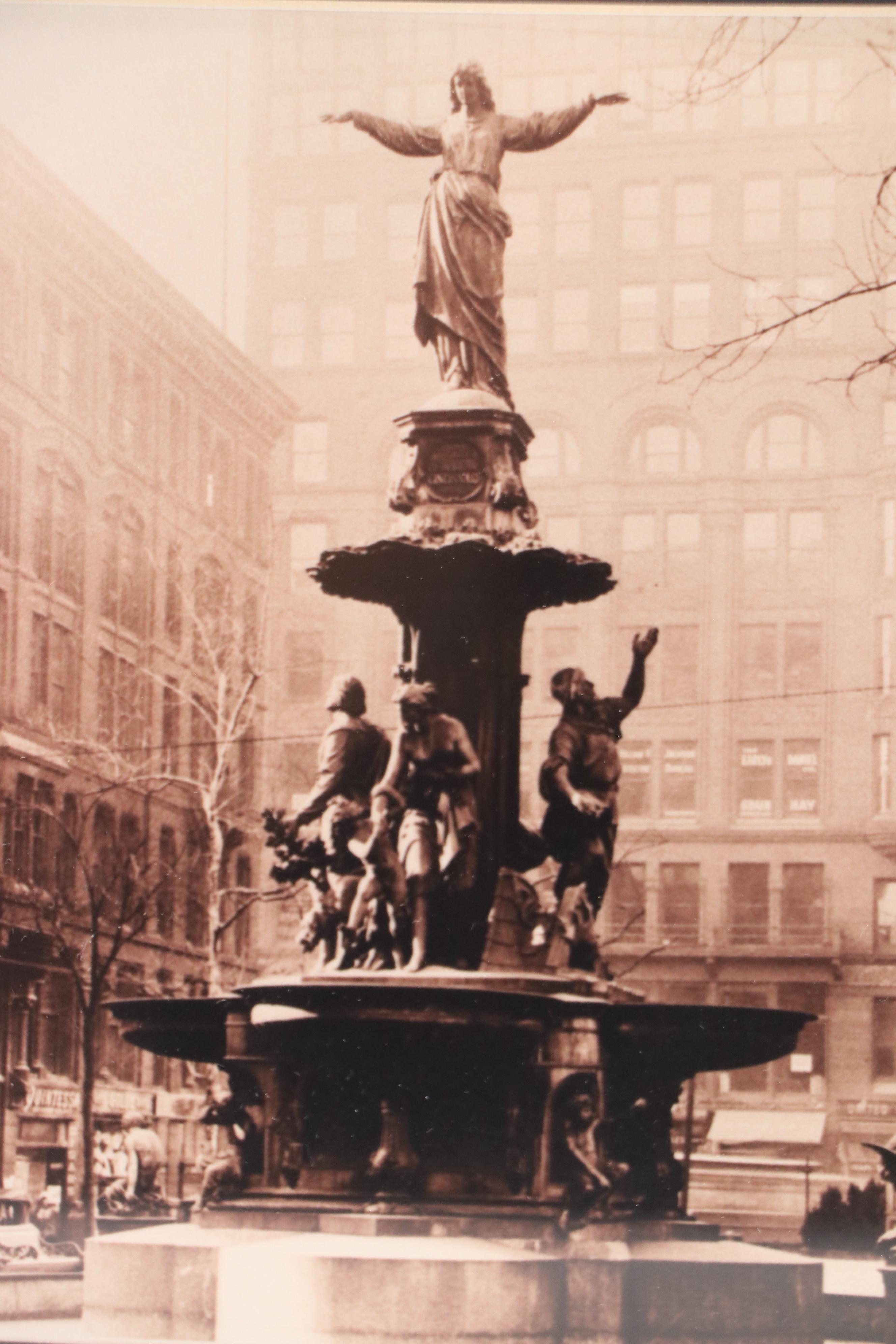 Two Sepia Photographs of Early Downtown Cincinnati, Circa 2010