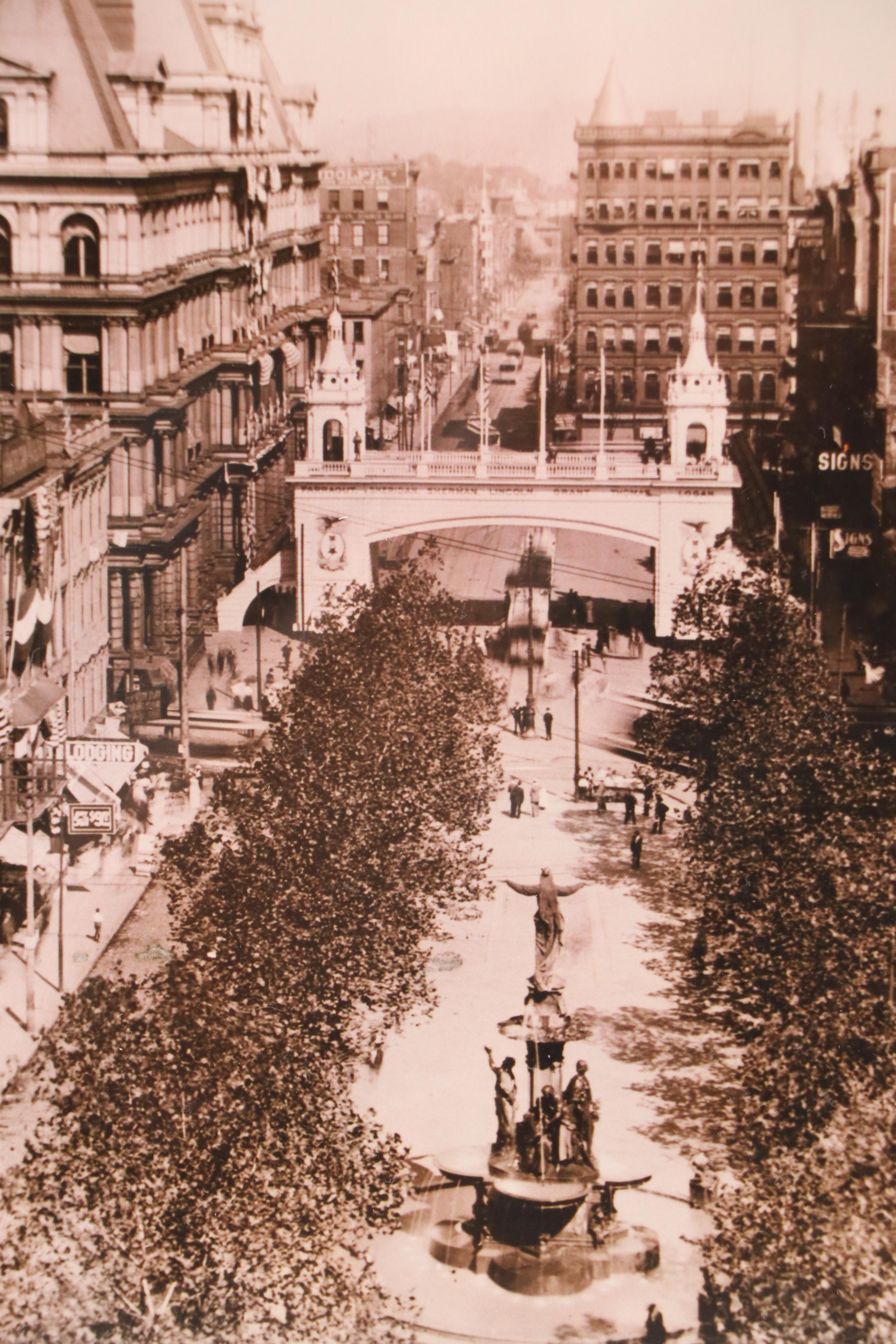 Two Sepia Photographs of Early Downtown Cincinnati, Circa 2010