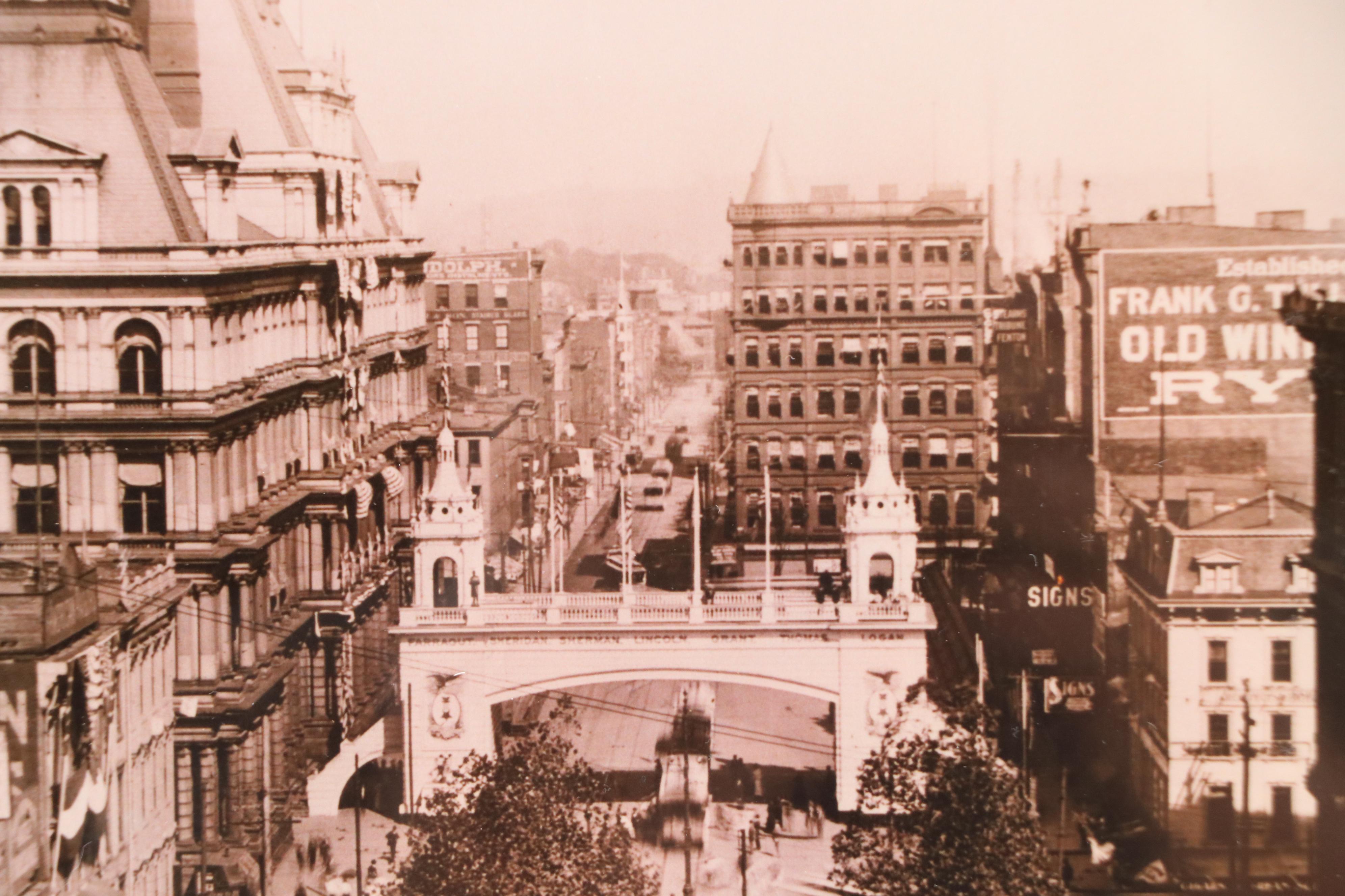 Two Sepia Photographs of Early Downtown Cincinnati, Circa 2010