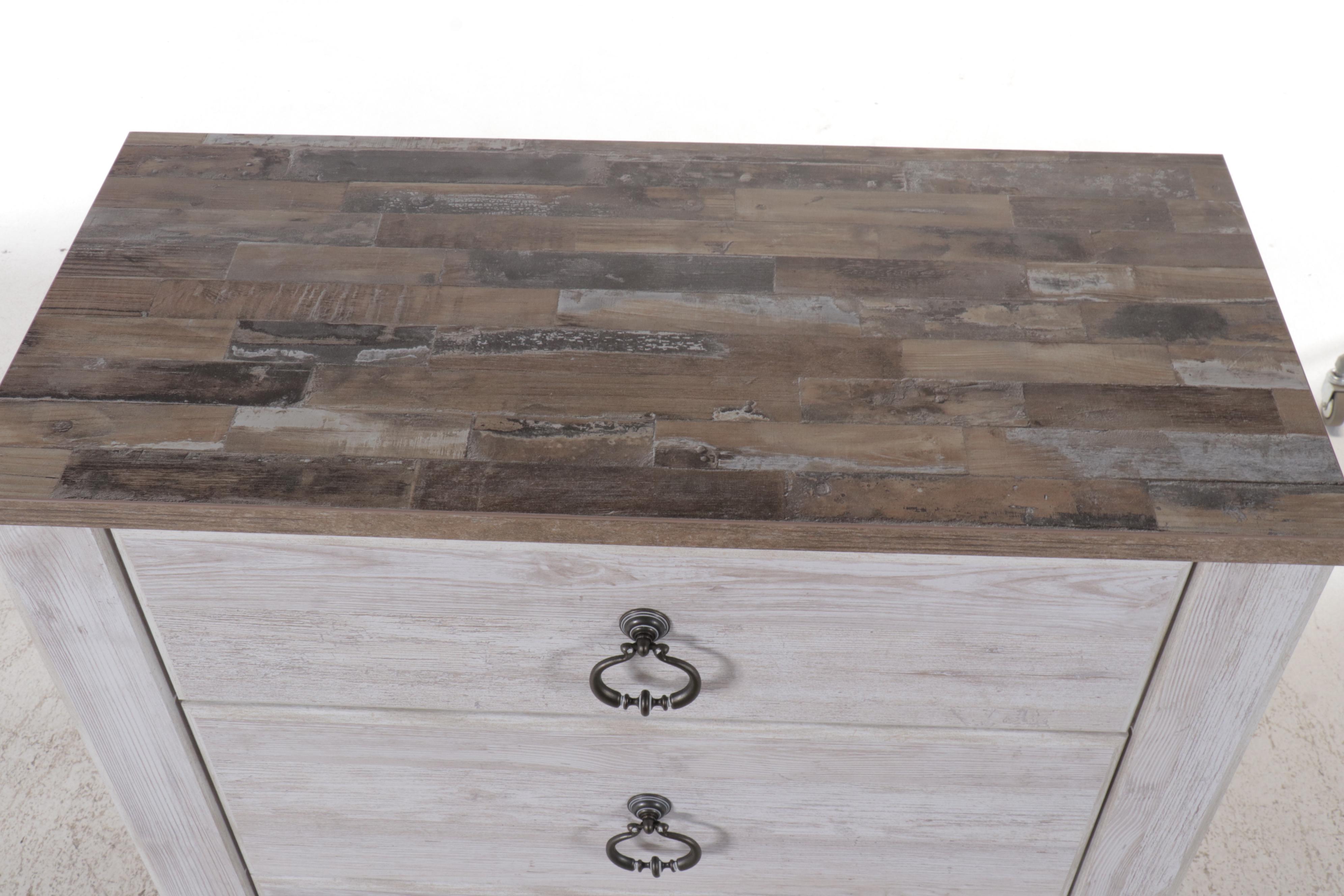 Contemporary Ashley Furniture Five-Drawer Chest with Whitewash Finish