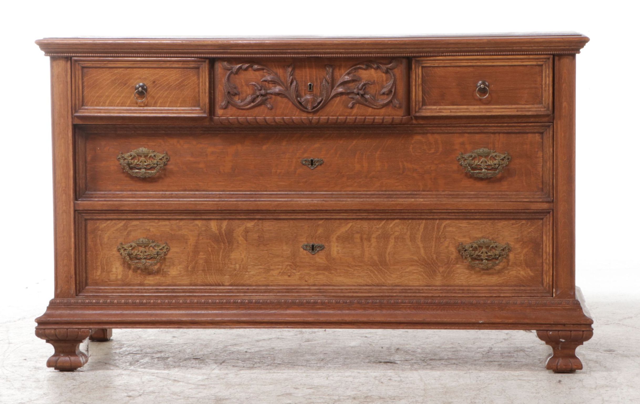 Victorian Rococo Revival Style Oak Dresser, Late 19th/Early 20th Century