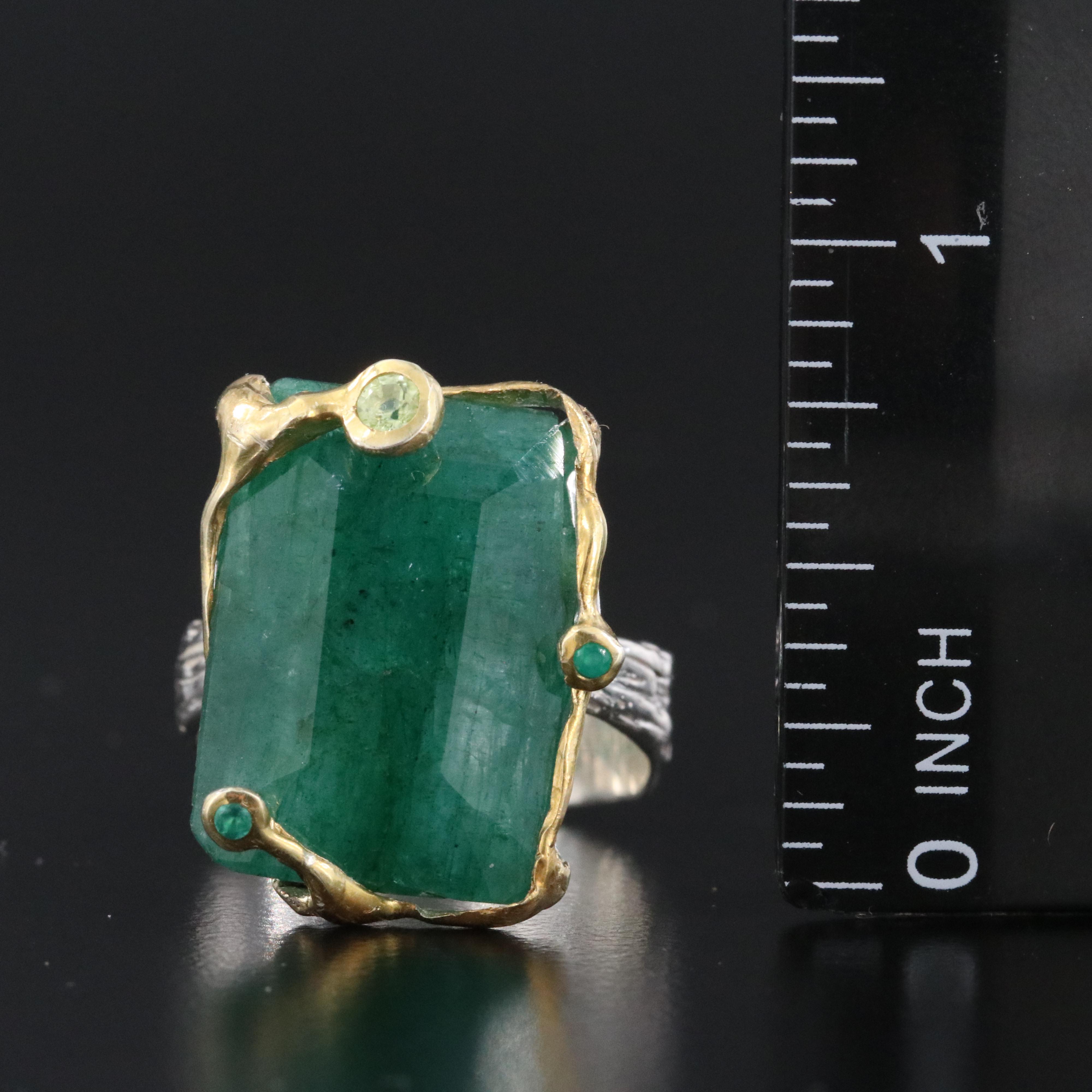Sterling Beryl, Peridot and Chalcedony Ring