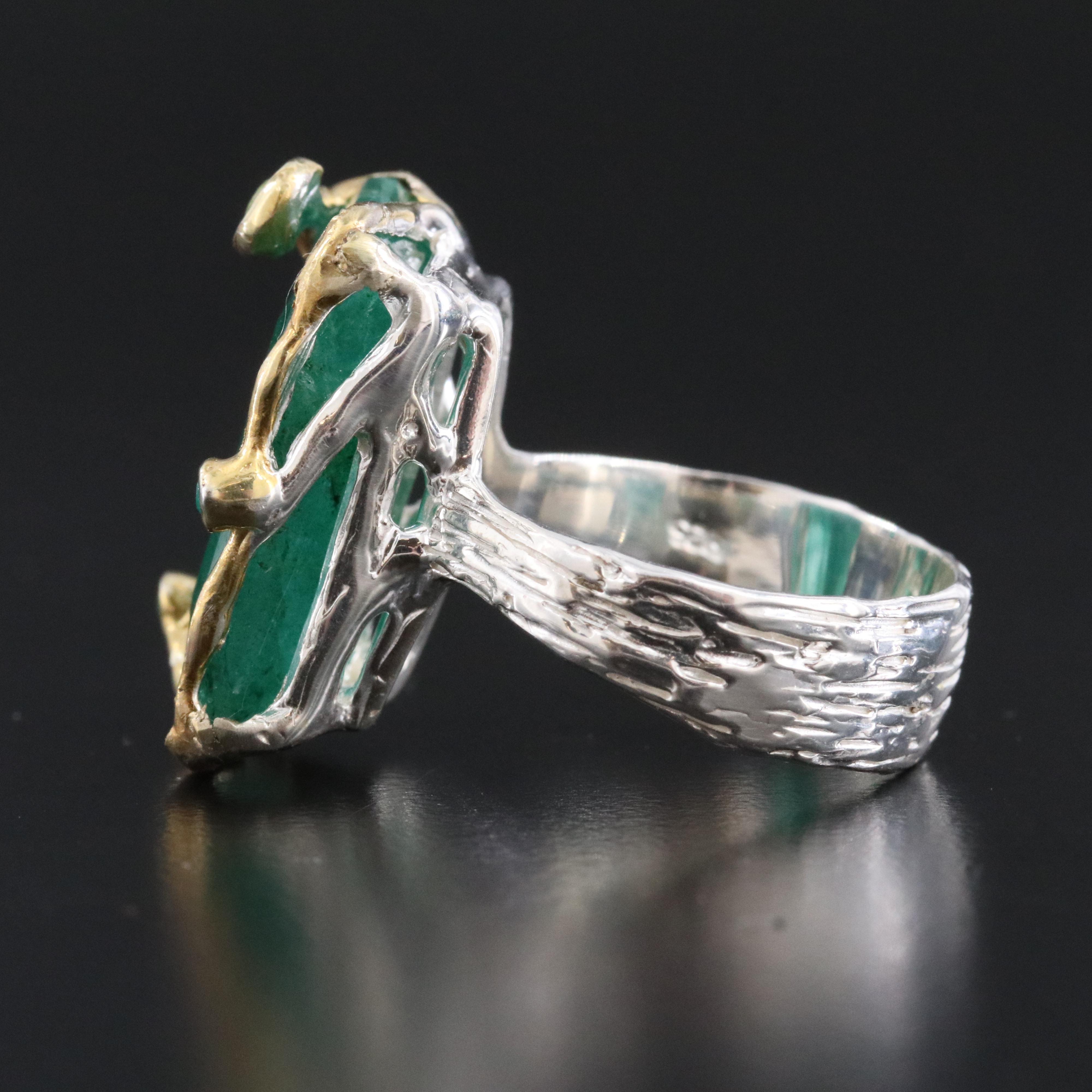 Sterling Beryl, Peridot and Chalcedony Ring