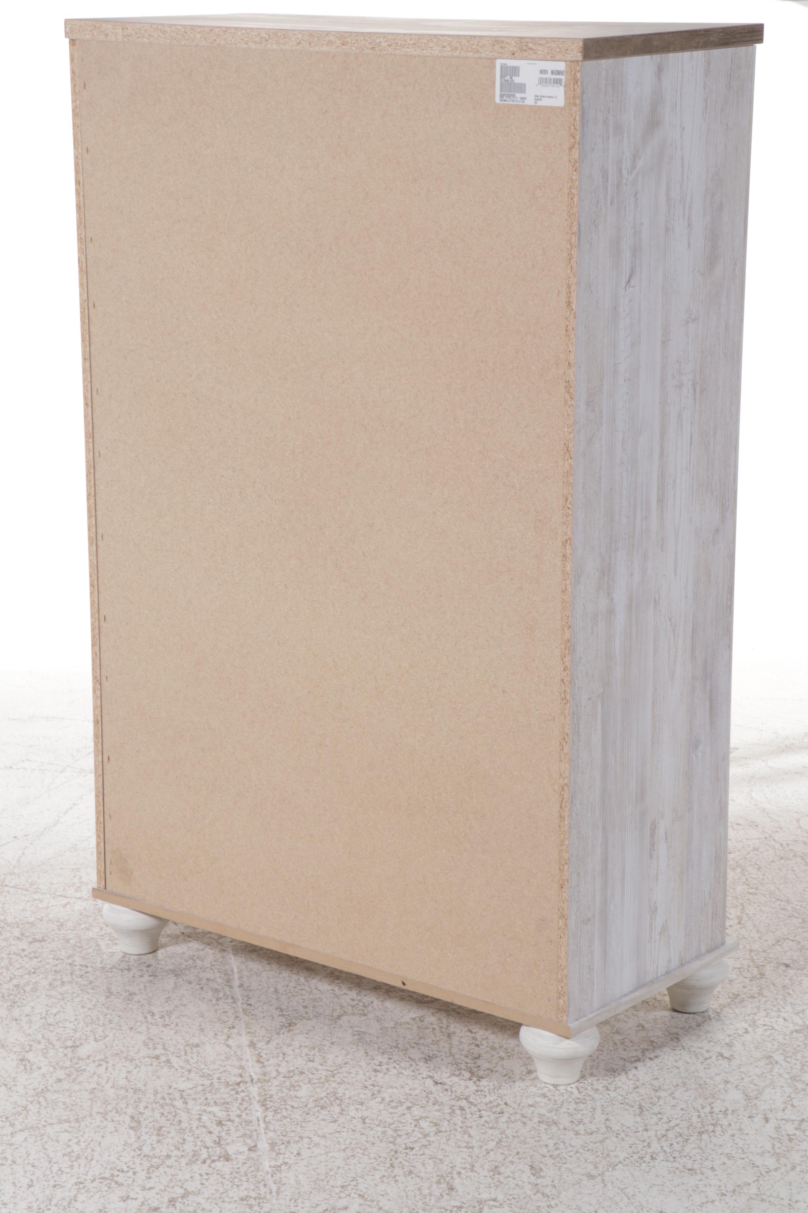 Contemporary Ashley Furniture Five-Drawer Chest with Whitewash Finish