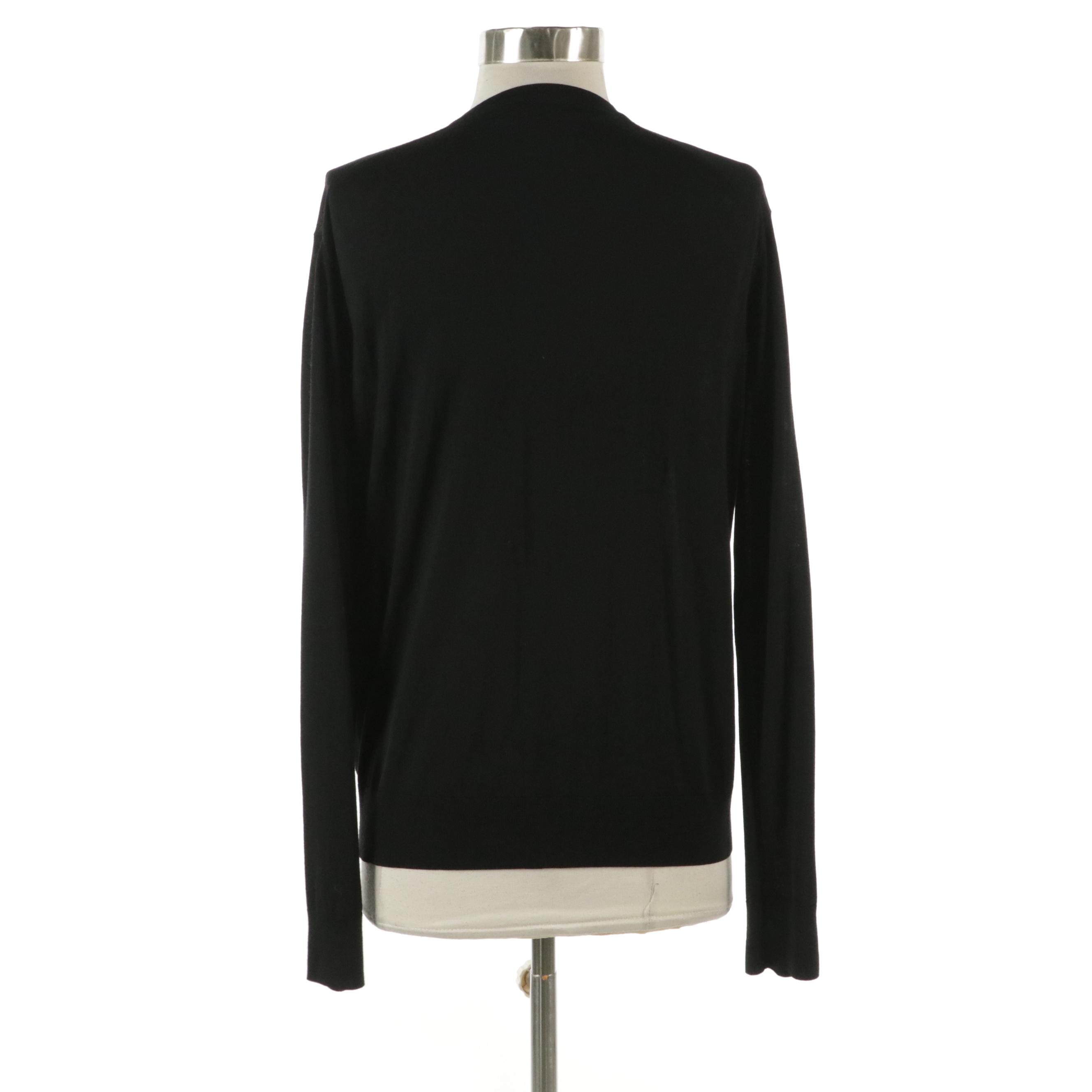 Prada V-Neck Sweater in Sport Weight Wool Knit