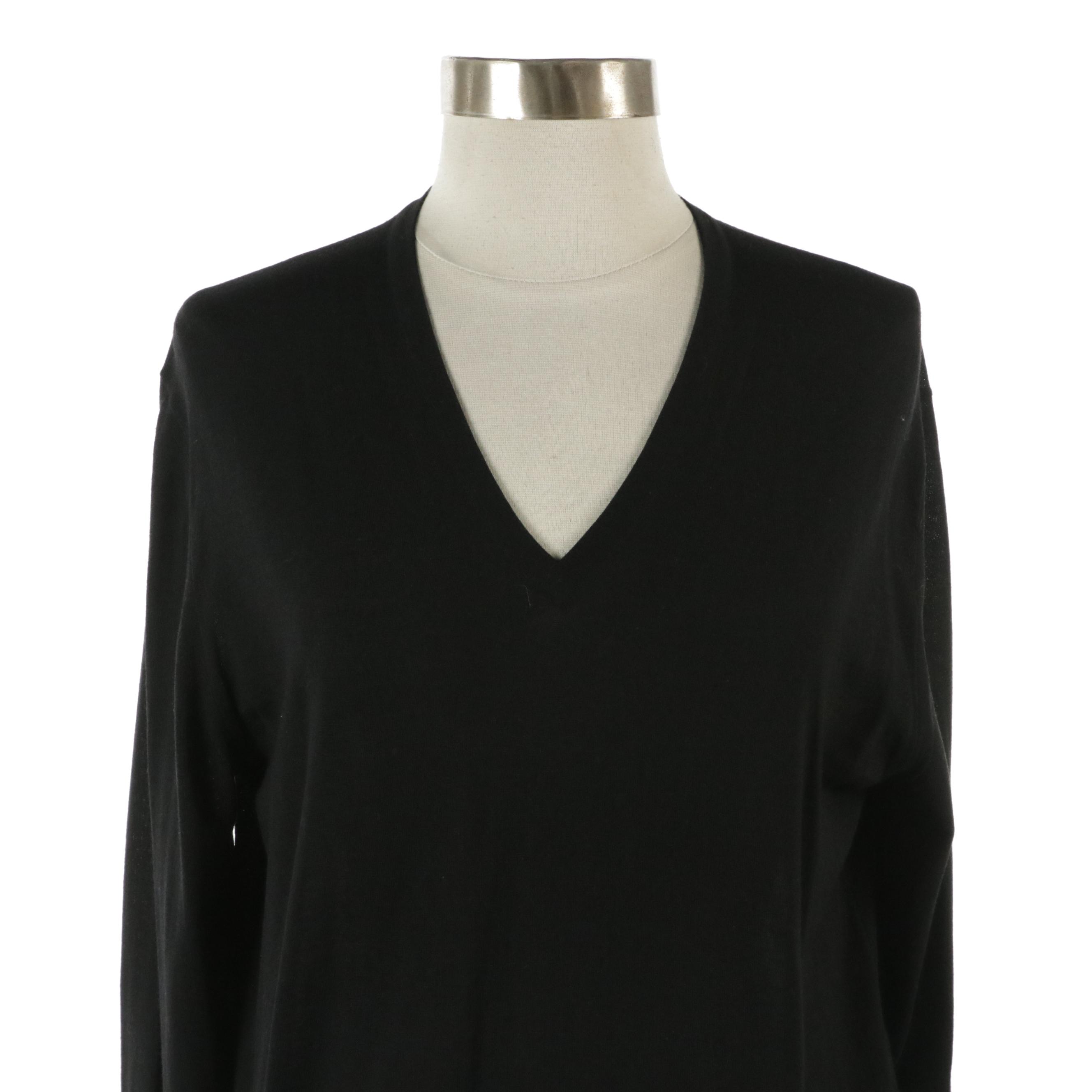 Prada V-Neck Sweater in Sport Weight Wool Knit