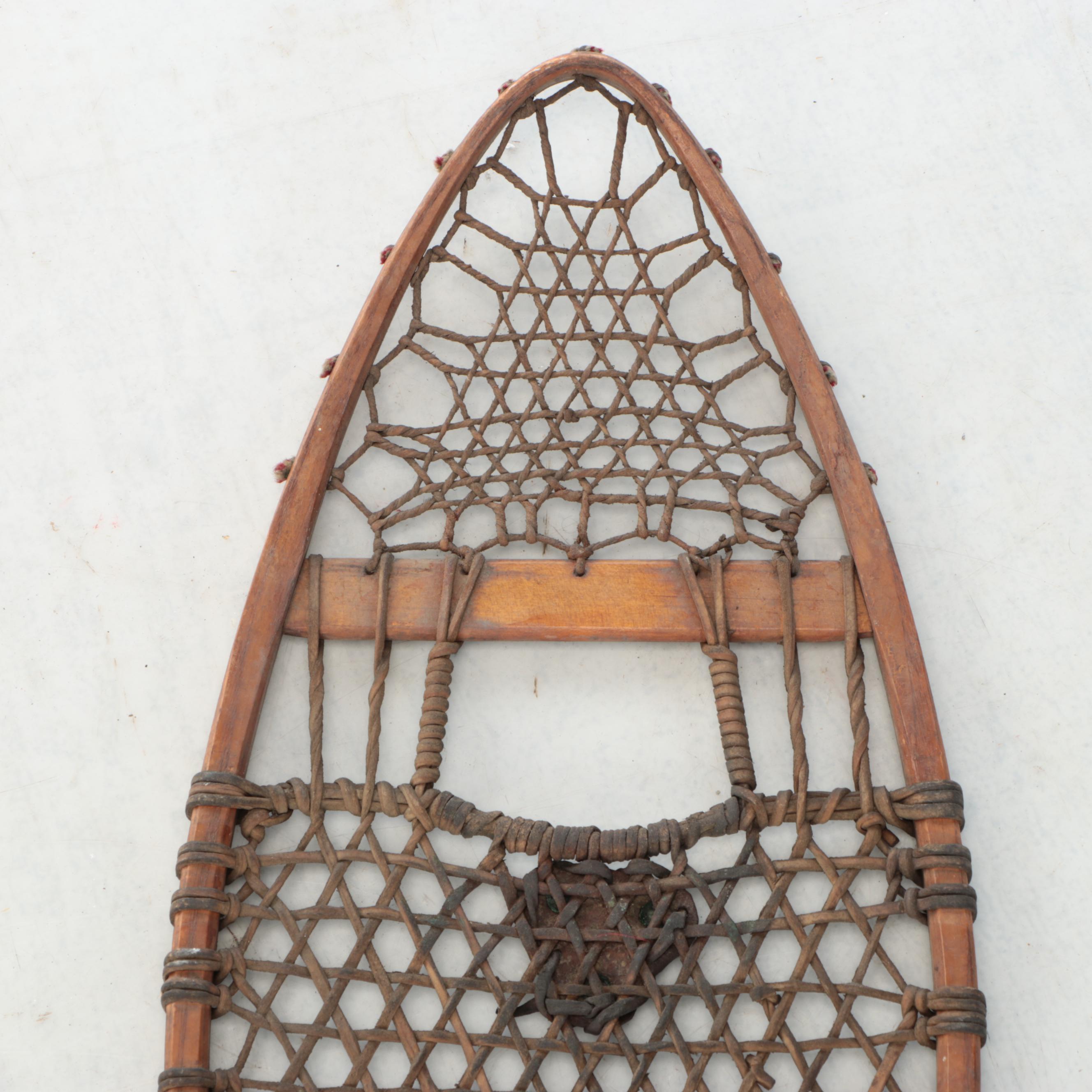 Wood and Stretched Hide Snowshoes, 20th Century