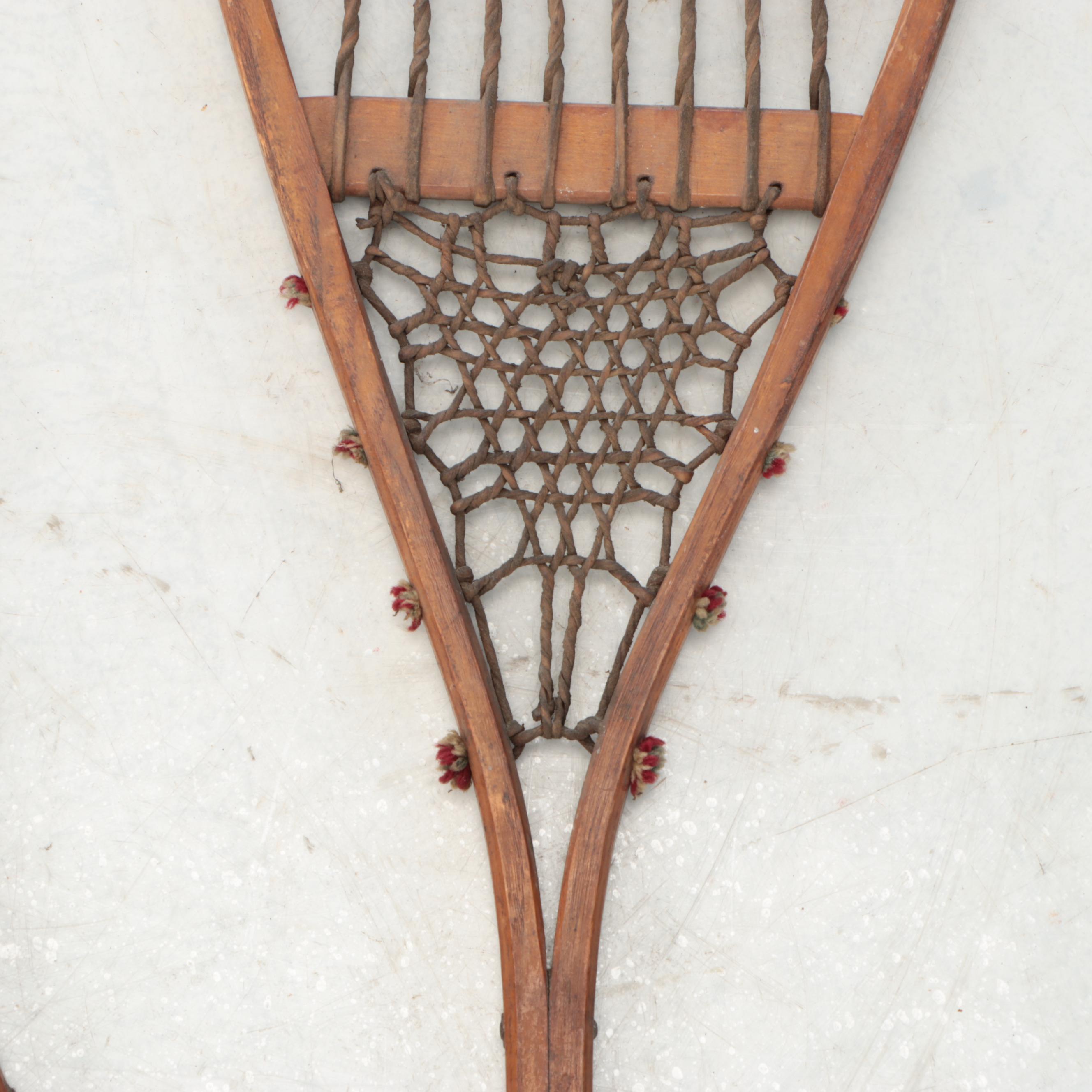 Wood and Stretched Hide Snowshoes, 20th Century