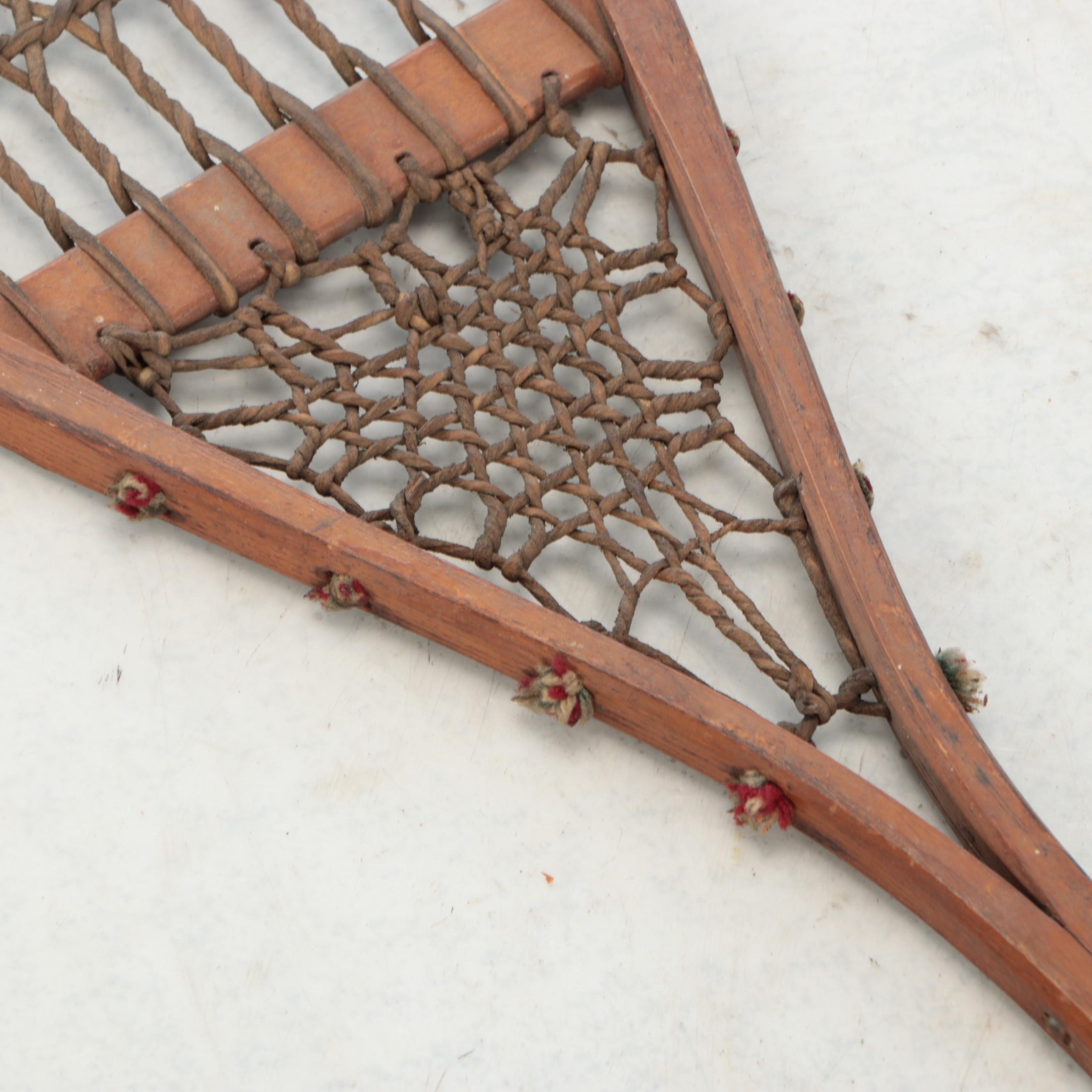 Wood and Stretched Hide Snowshoes, 20th Century