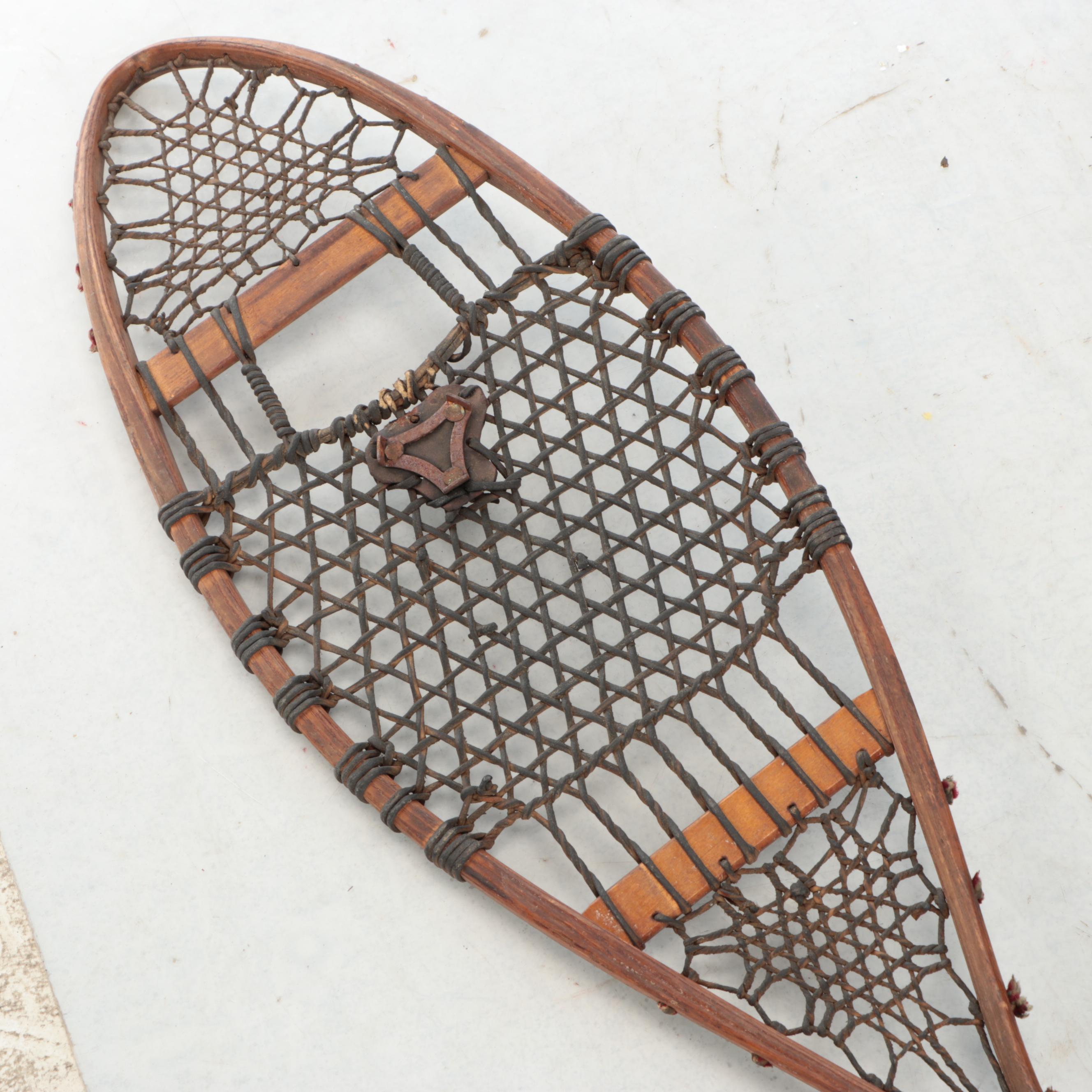 Wood and Stretched Hide Snowshoes, 20th Century