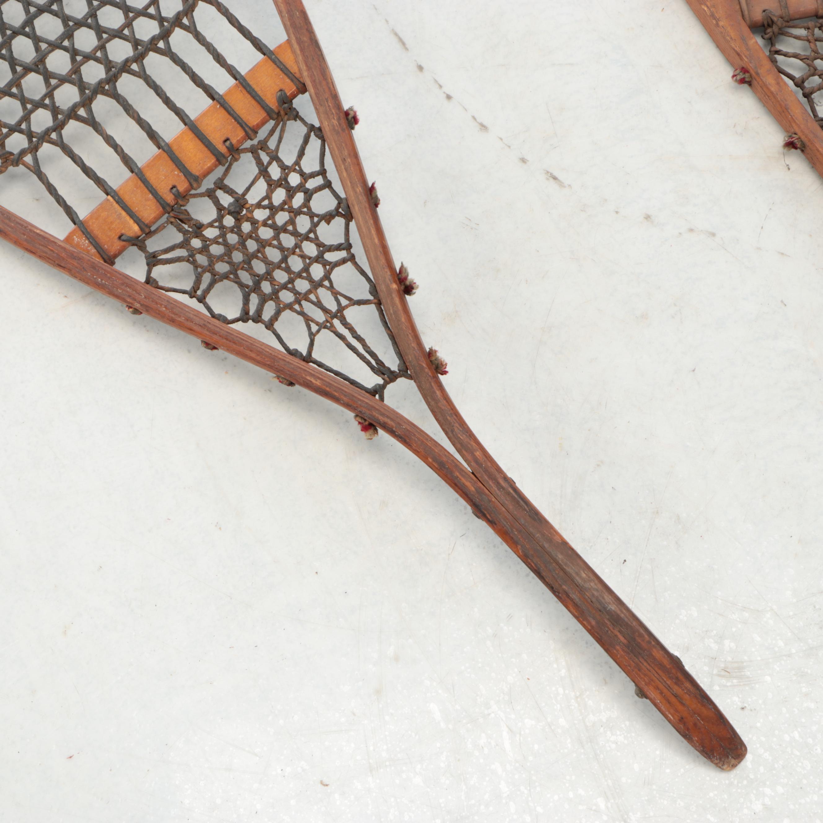 Wood and Stretched Hide Snowshoes, 20th Century