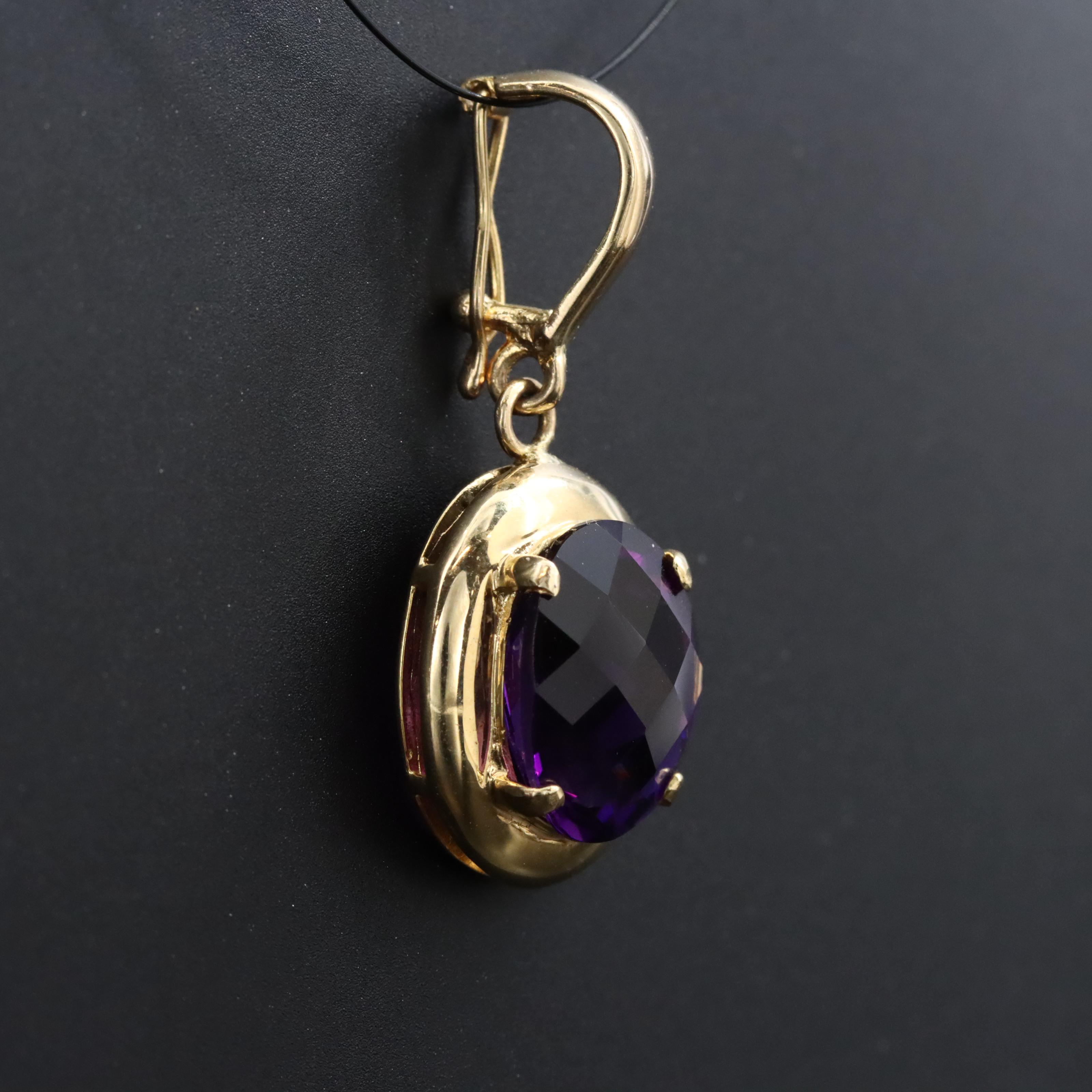 14K Amethyst Enhancer Pendant