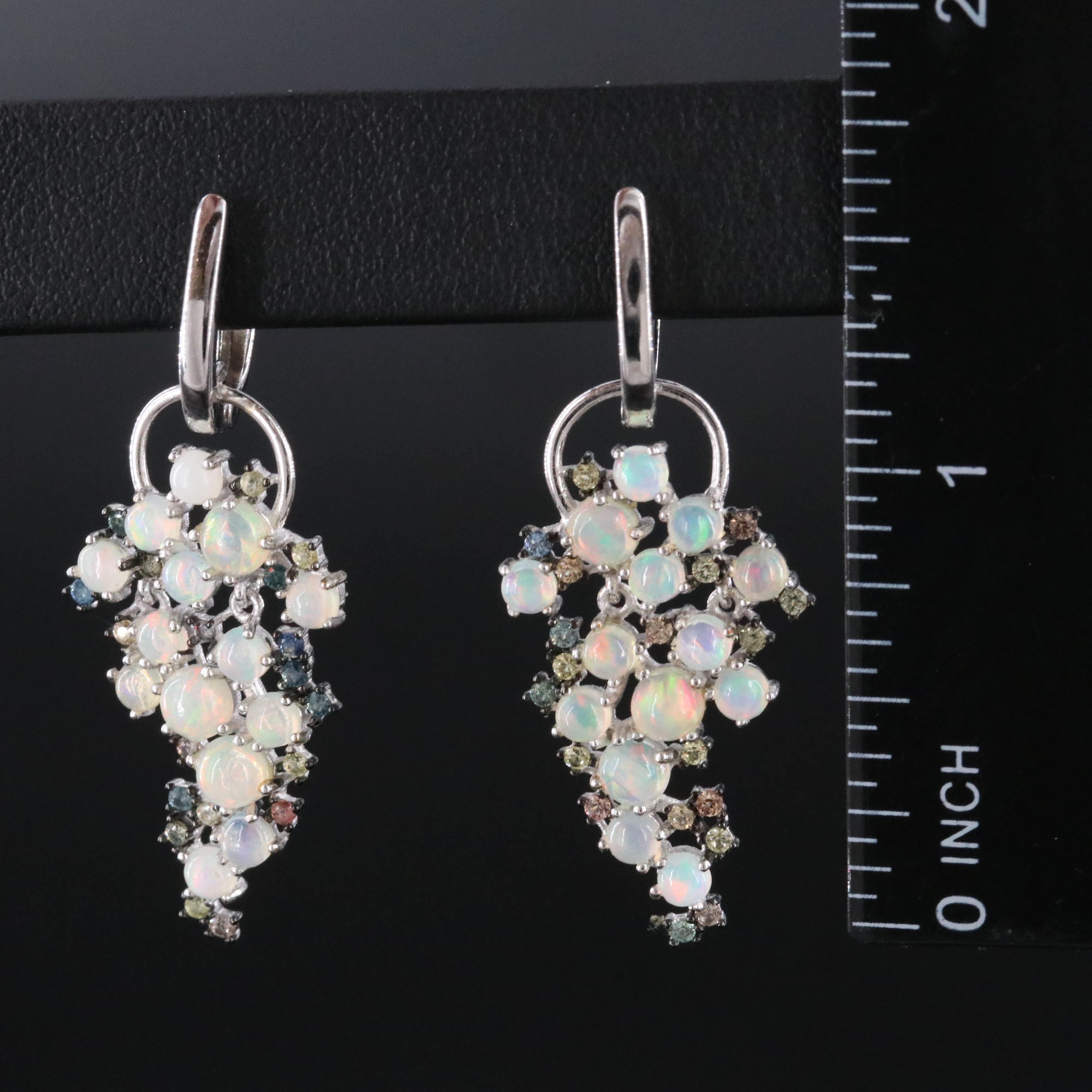 Sterling Opal and Sapphire Earrings