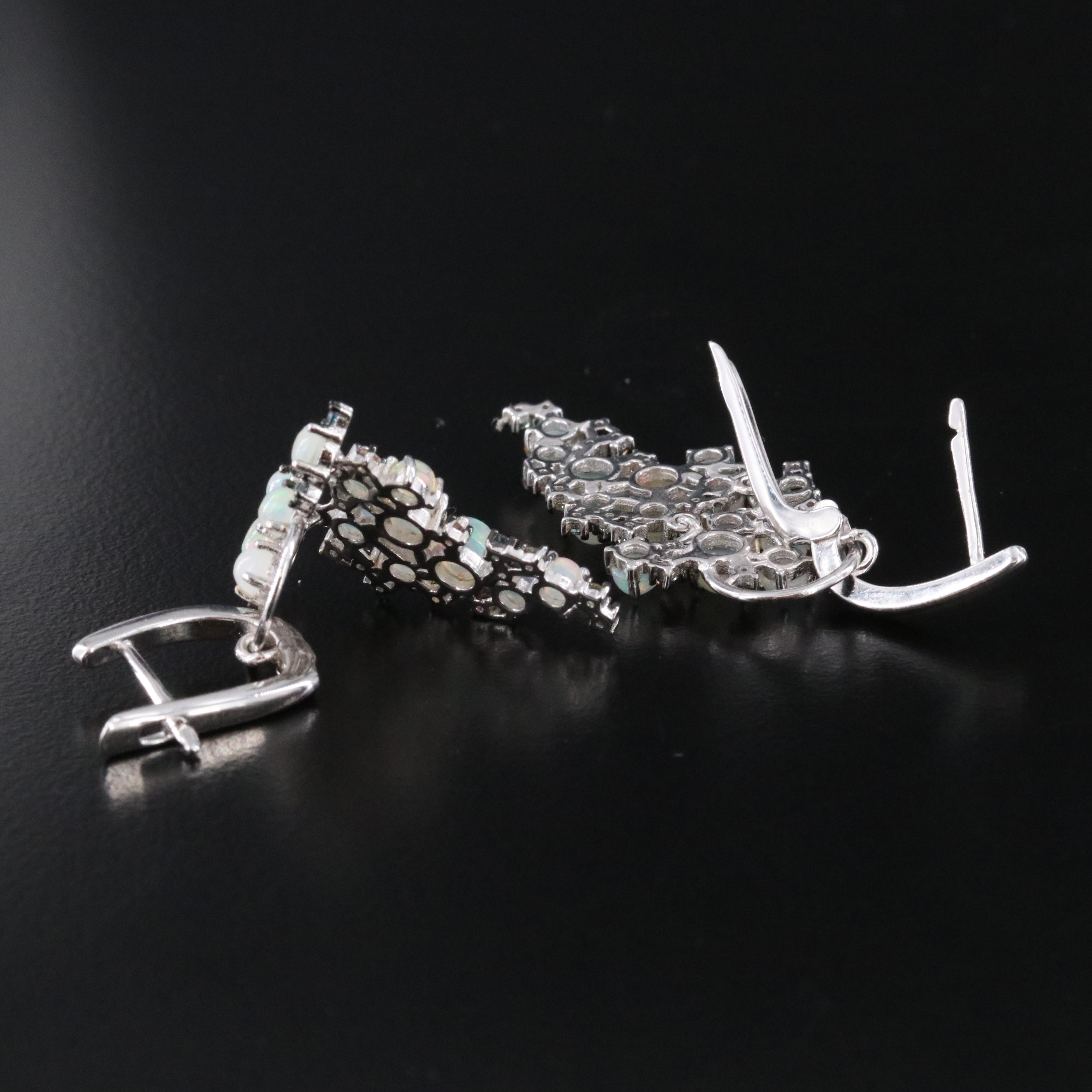 Sterling Opal and Sapphire Earrings