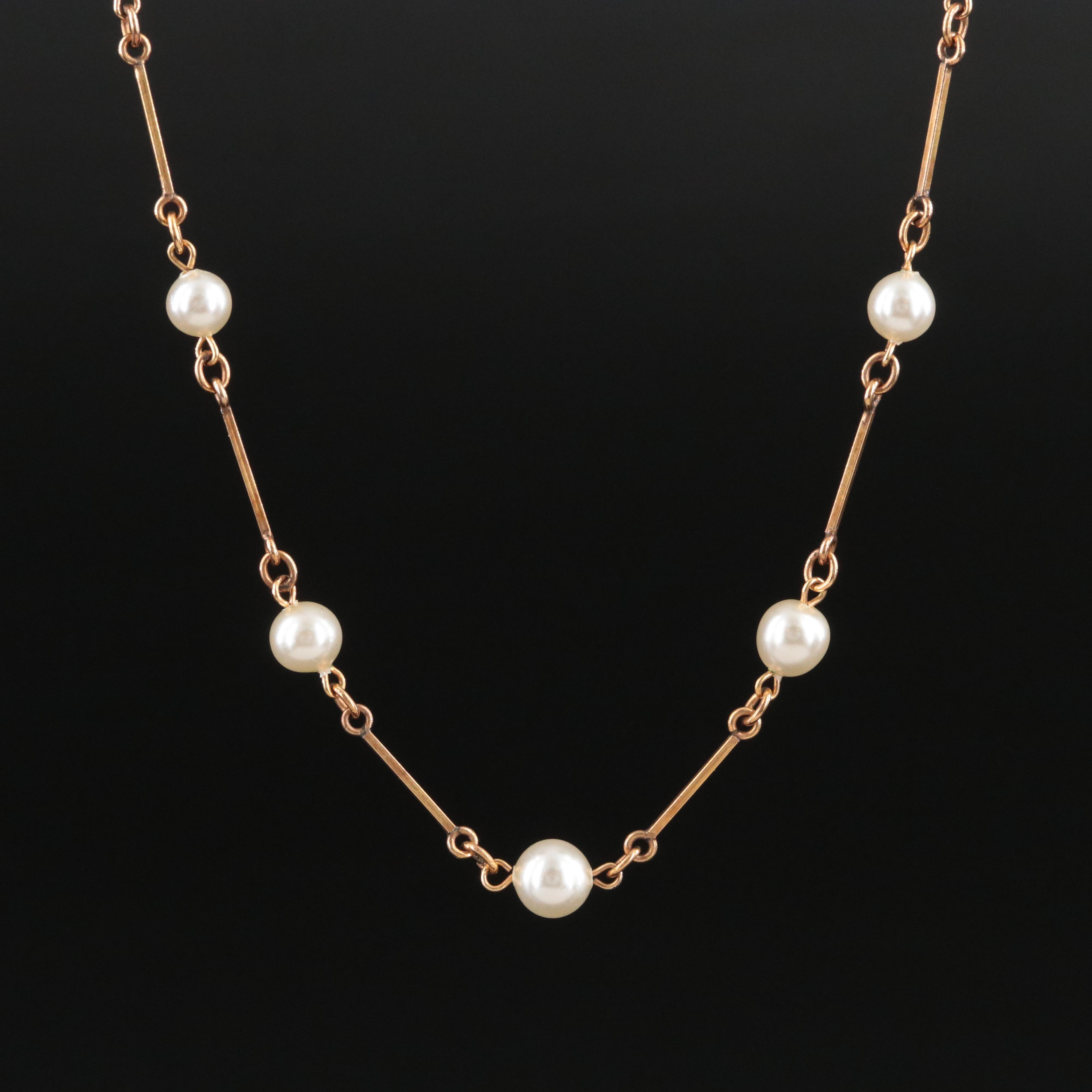Imitation Pearl Station Necklace