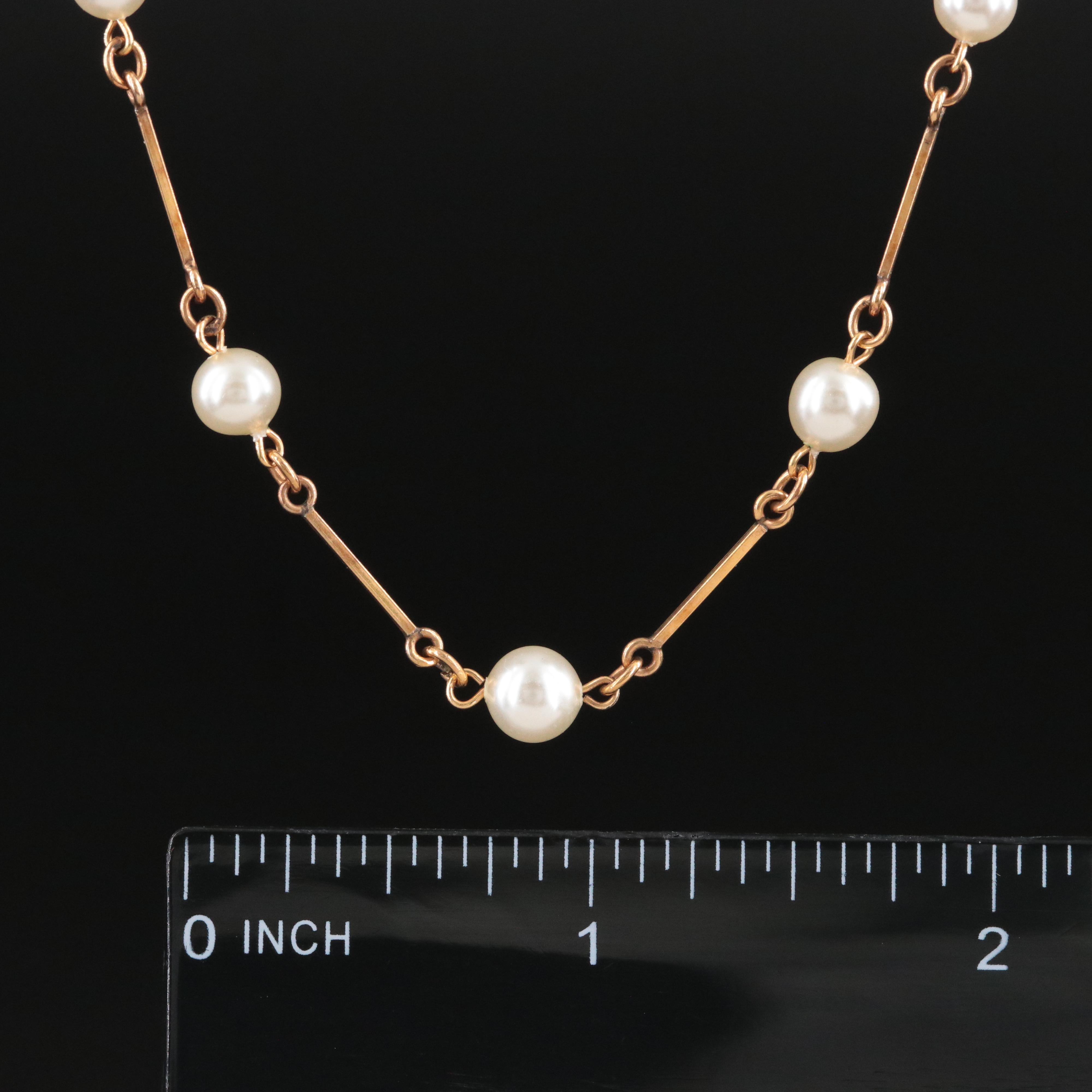Imitation Pearl Station Necklace
