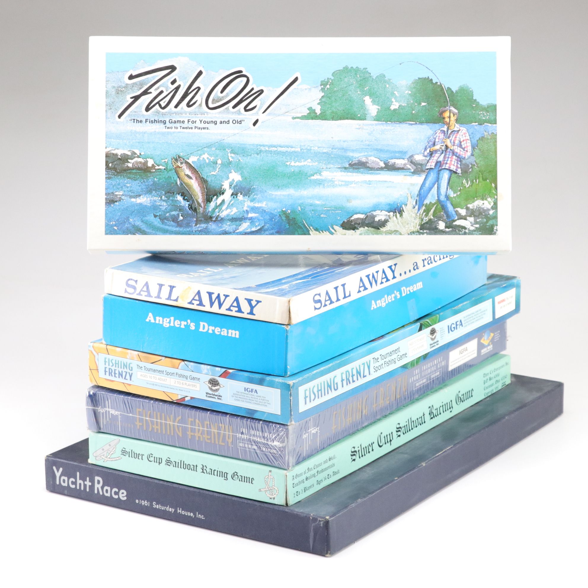 "Fish On!", "Yacht Race", and Other Sailing and Fishing Board Games