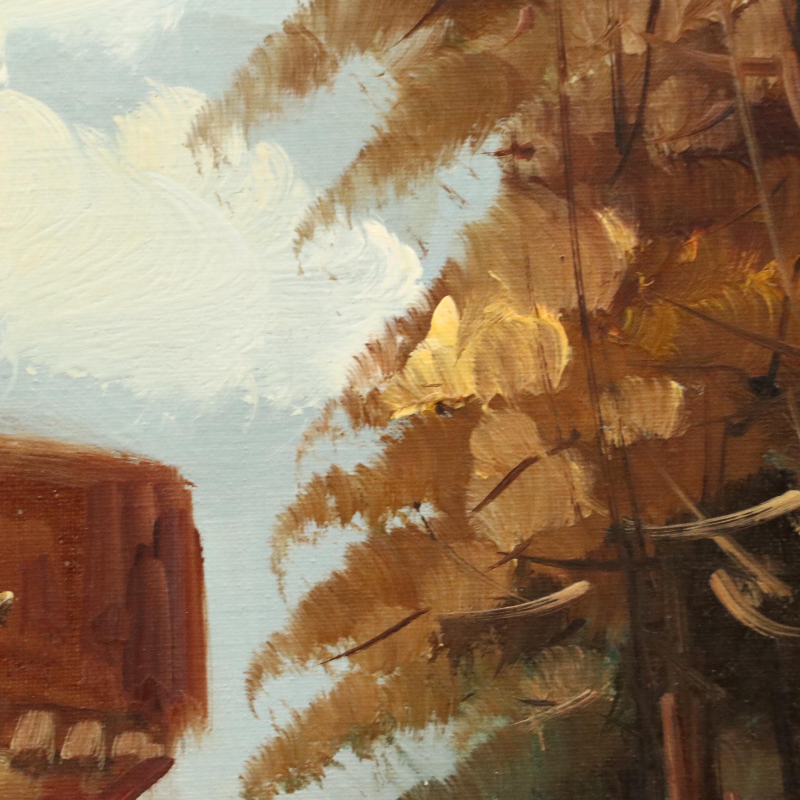 Antonio DeVity Oil Painting of Castel Sant'Angelo, 20th Century