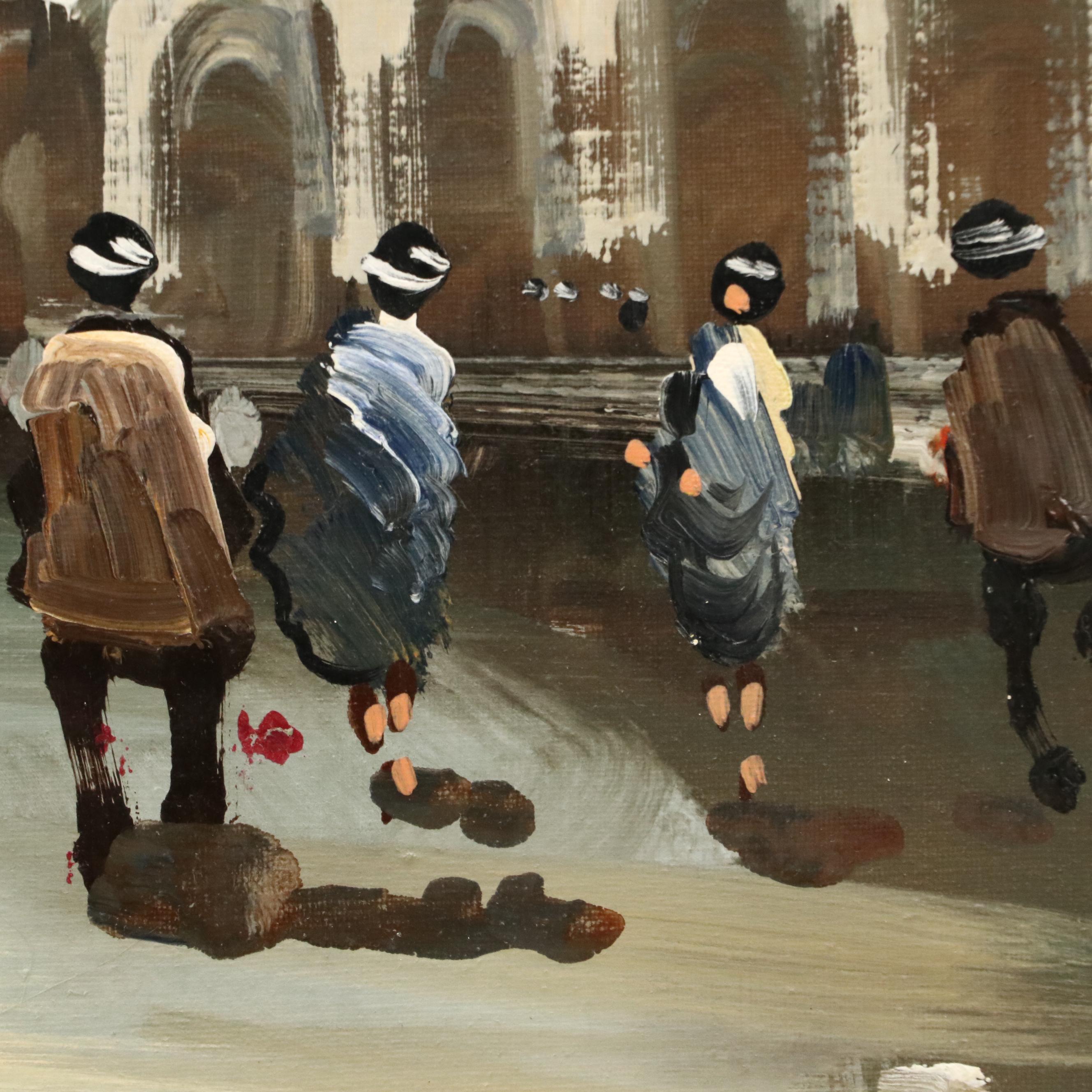 Antonio DeVity Oil Painting of Castel Sant'Angelo, 20th Century