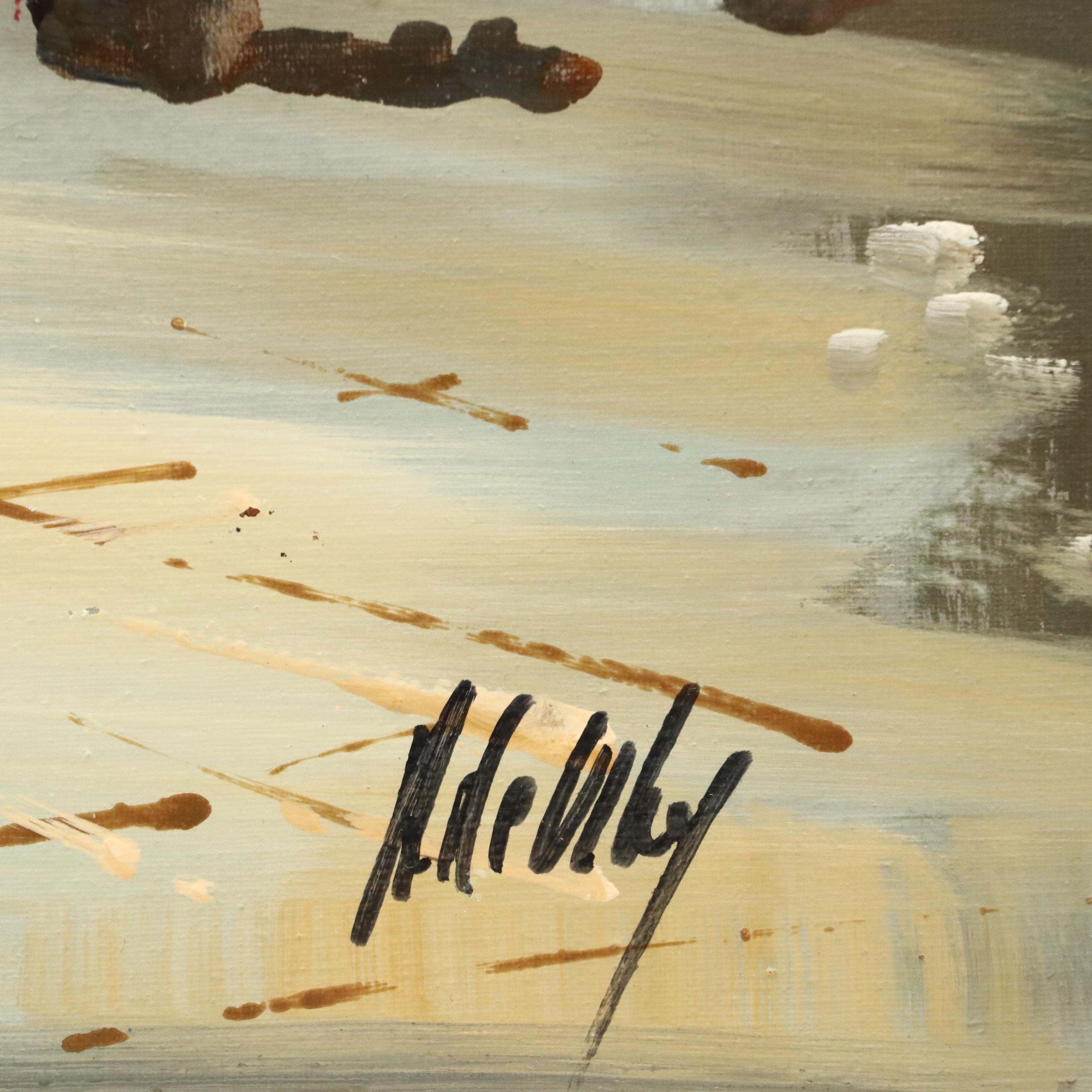 Antonio DeVity Oil Painting of Castel Sant'Angelo, 20th Century