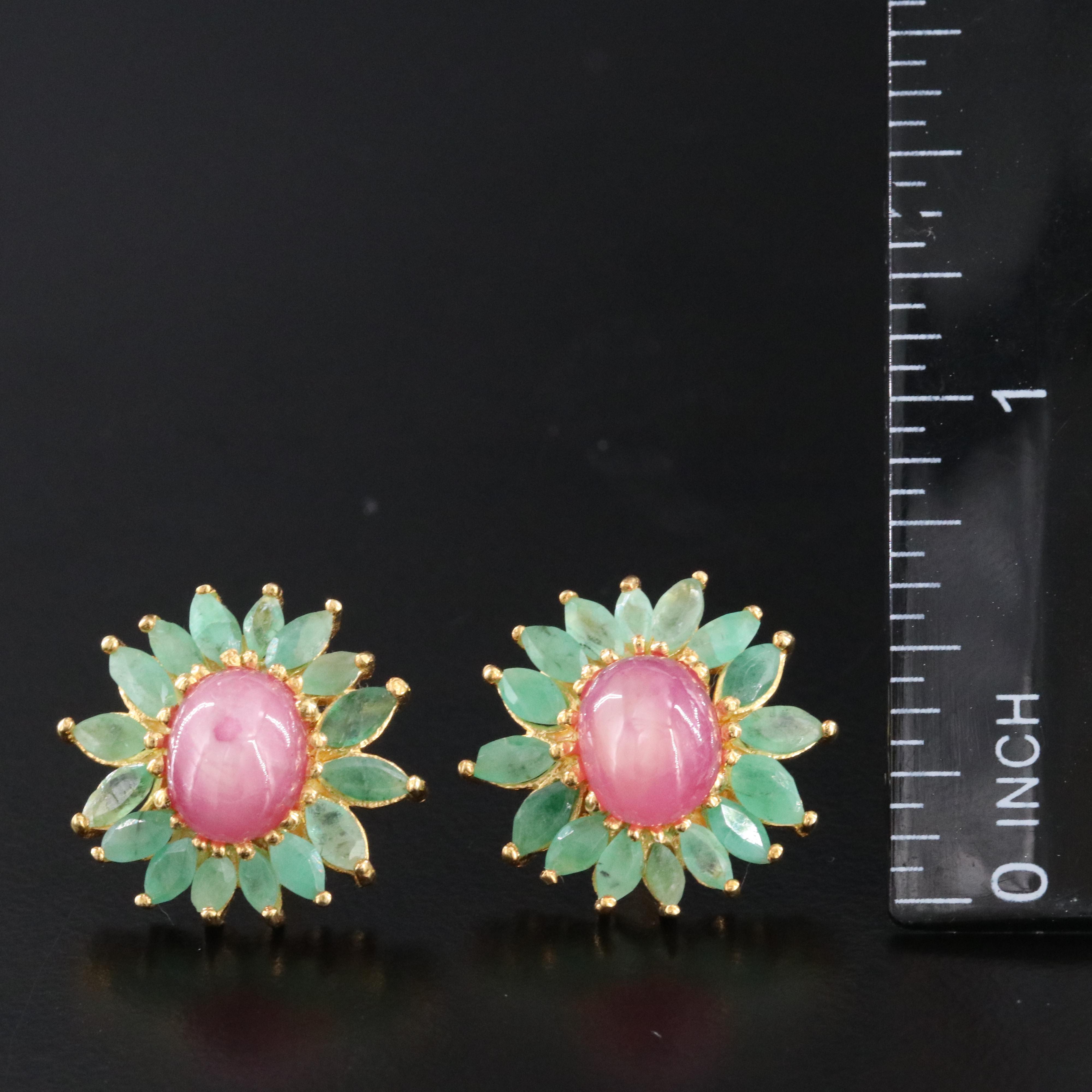 Sterling Ruby and Emerald Earrings