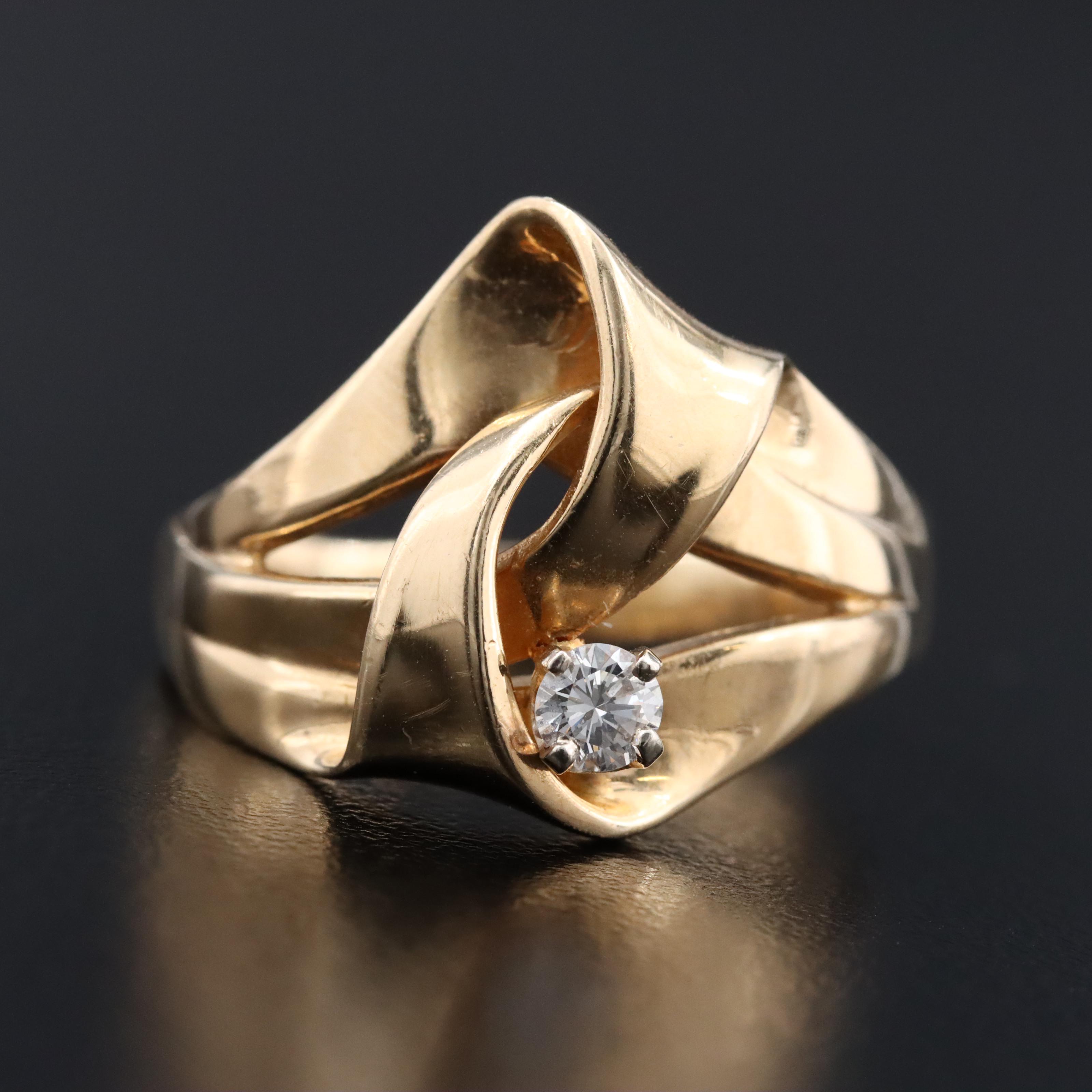 14K 0.15 CT Diamond Ring